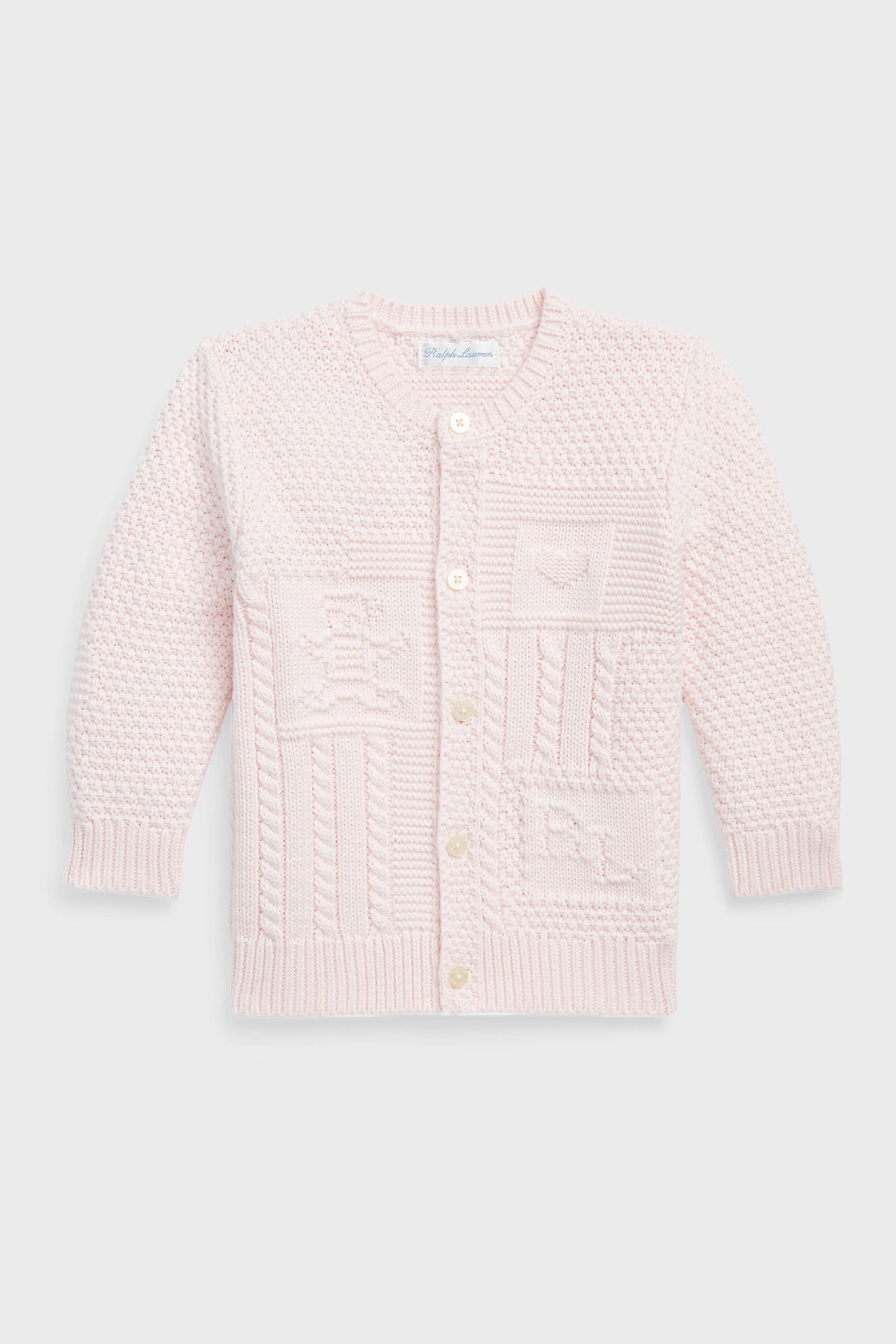 Delicate Pink Long-Sleeve Organic Cotton Novelty Bear Cardigan-Charming Tale Store