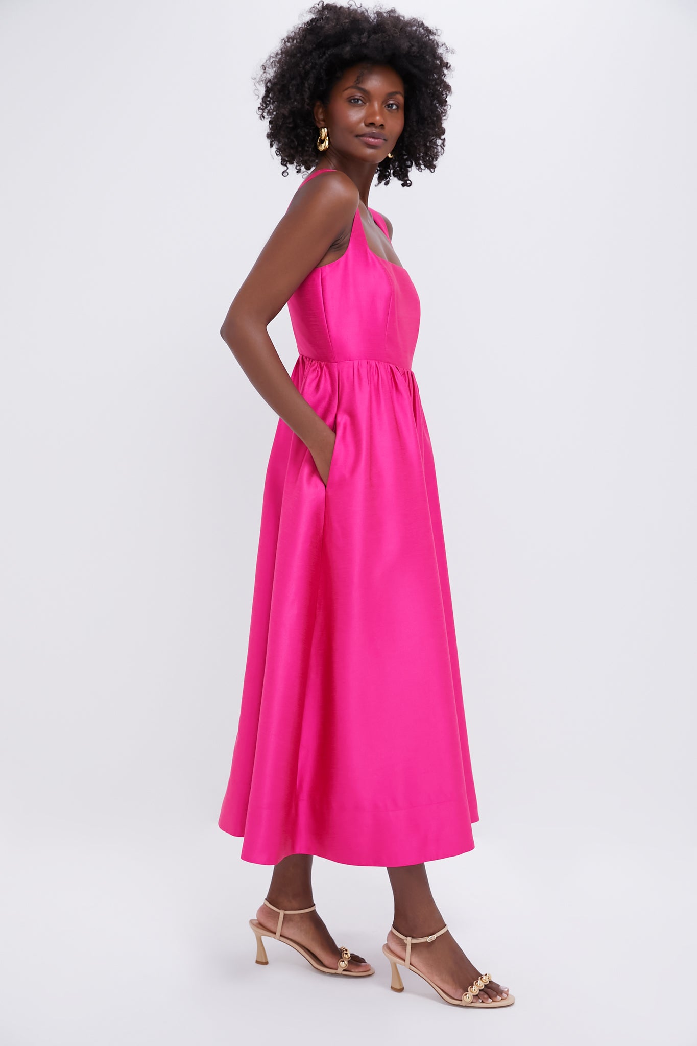 Hot Pink Dupioni Esme Dress-Charming Tale Store