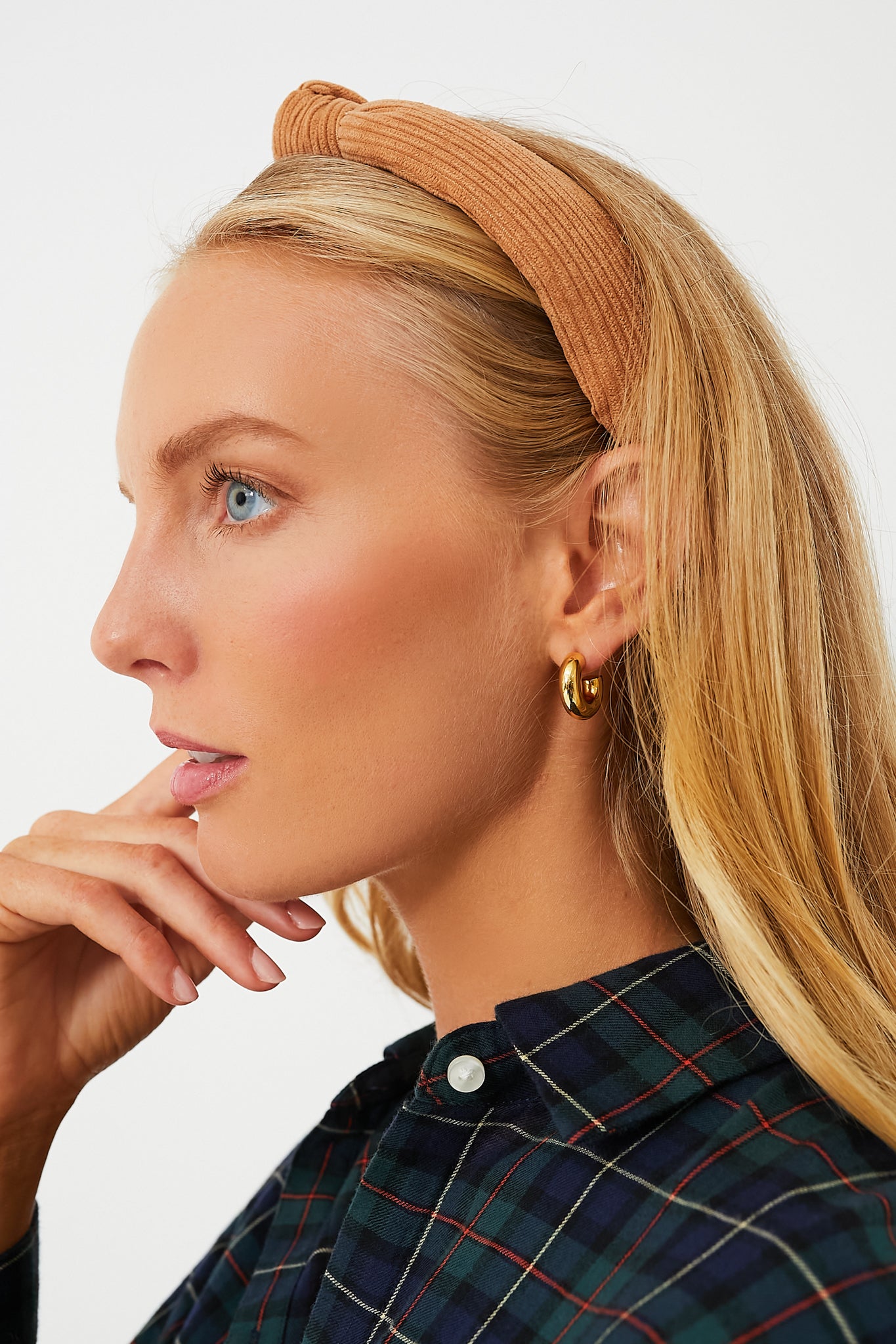 Camel Corduroy Slim Knotted Headband-Charming Tale Store