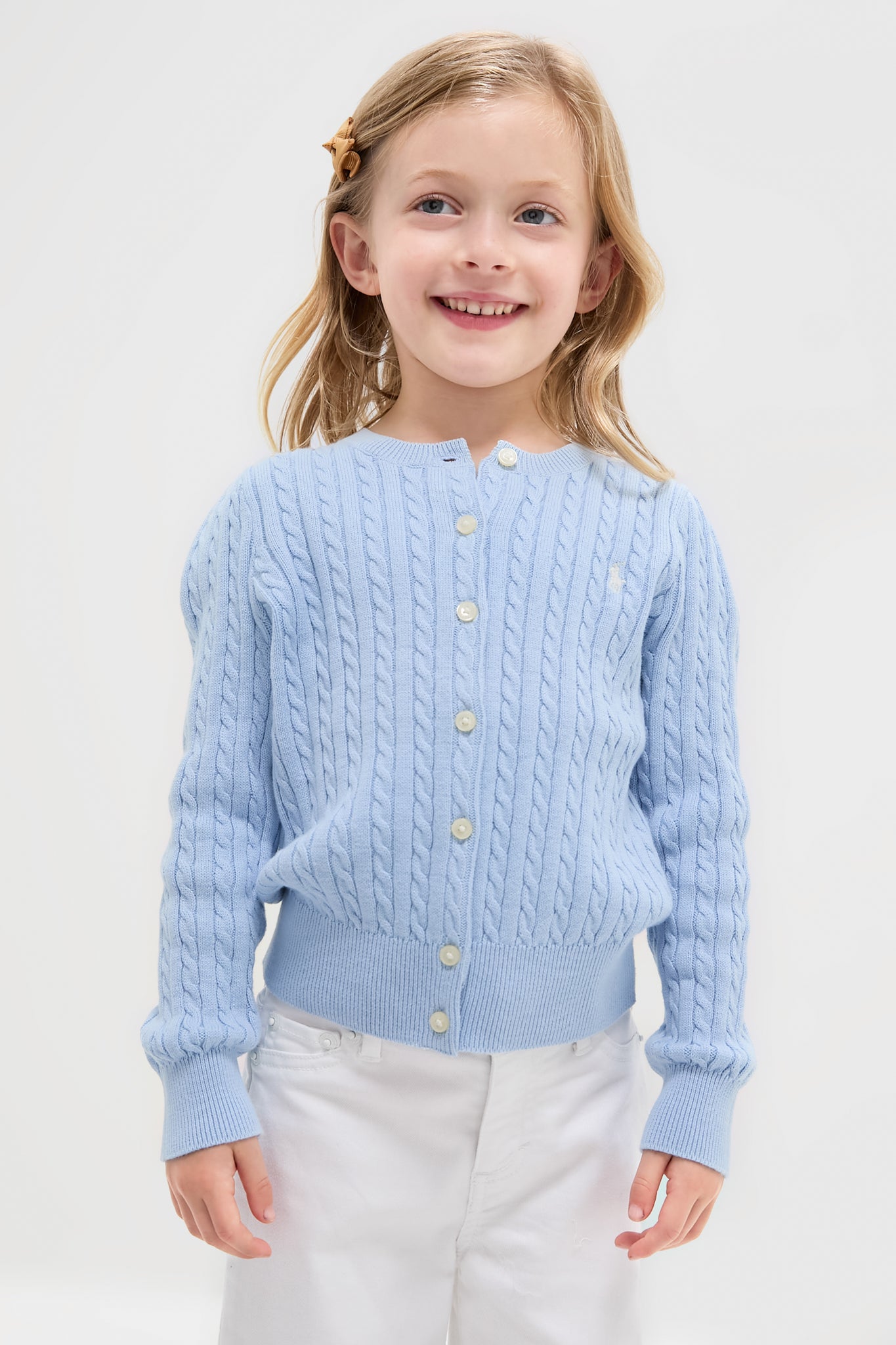 Girls Cable-Knit Cotton Cardigan-Charming Tale Store