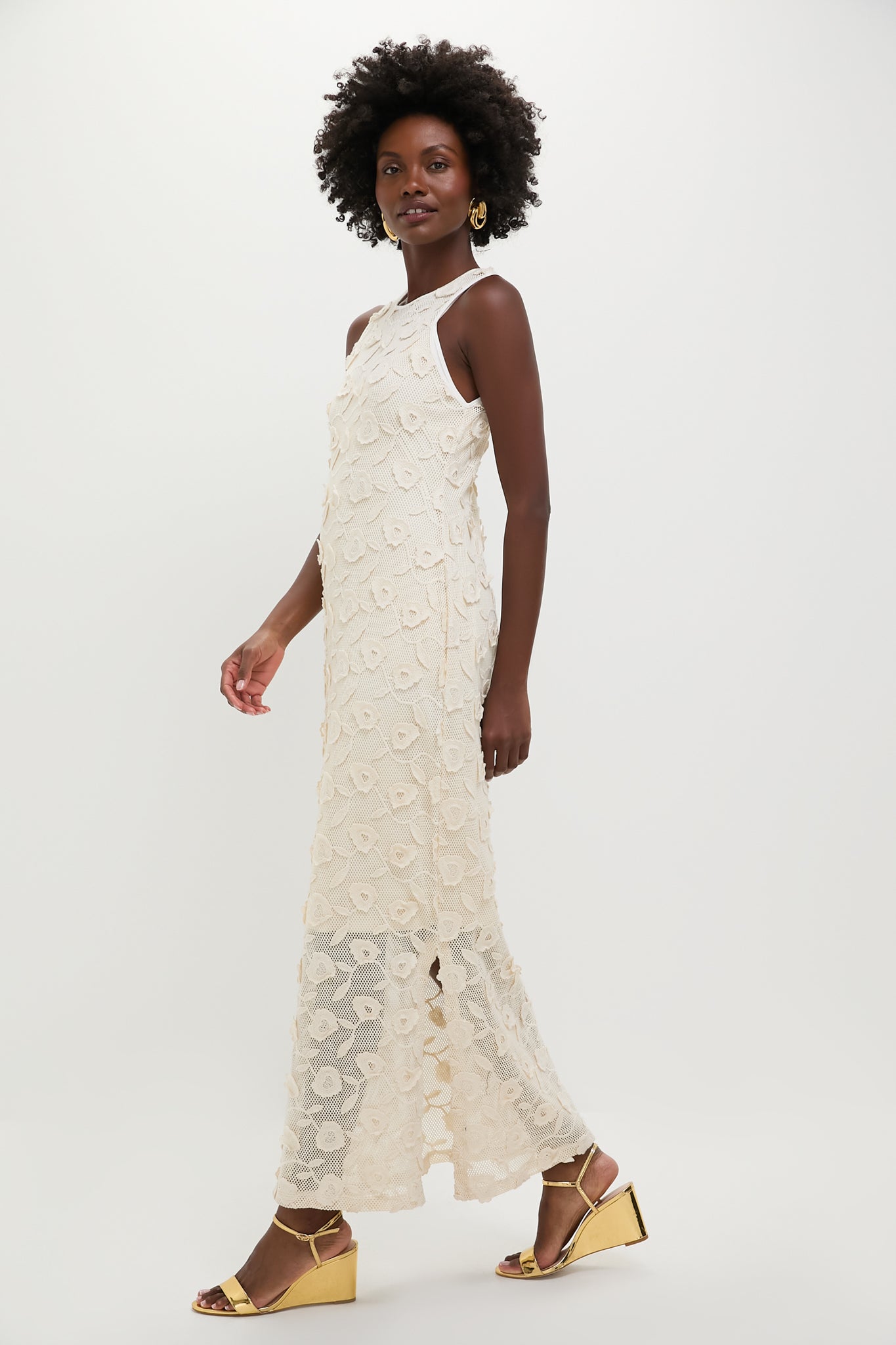 Tan Lace Applique Farrah Dress-Charming Tale Store