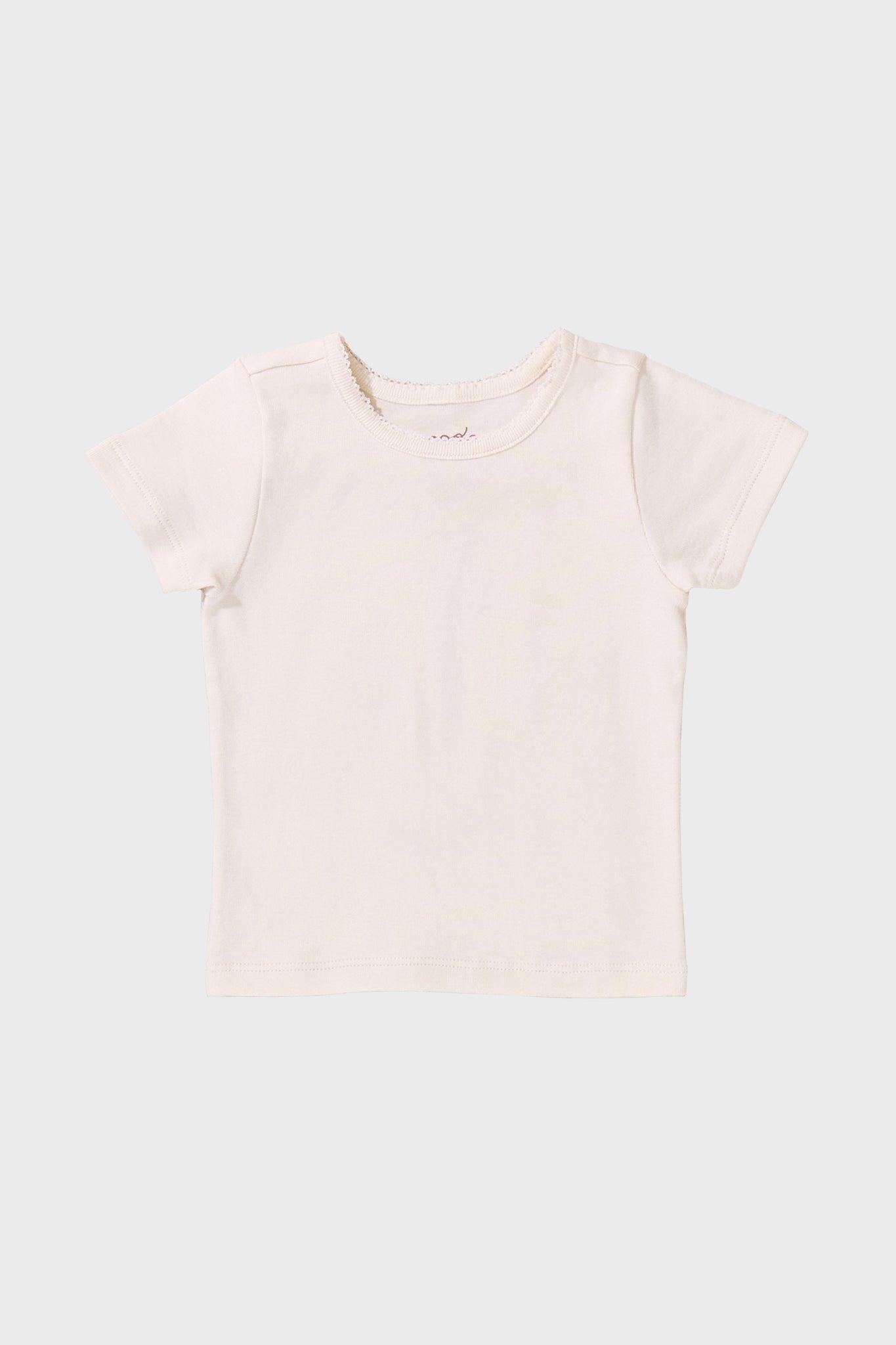 Cream Short Sleeve Seesaw Rib T-Shirt-Charming Tale Store