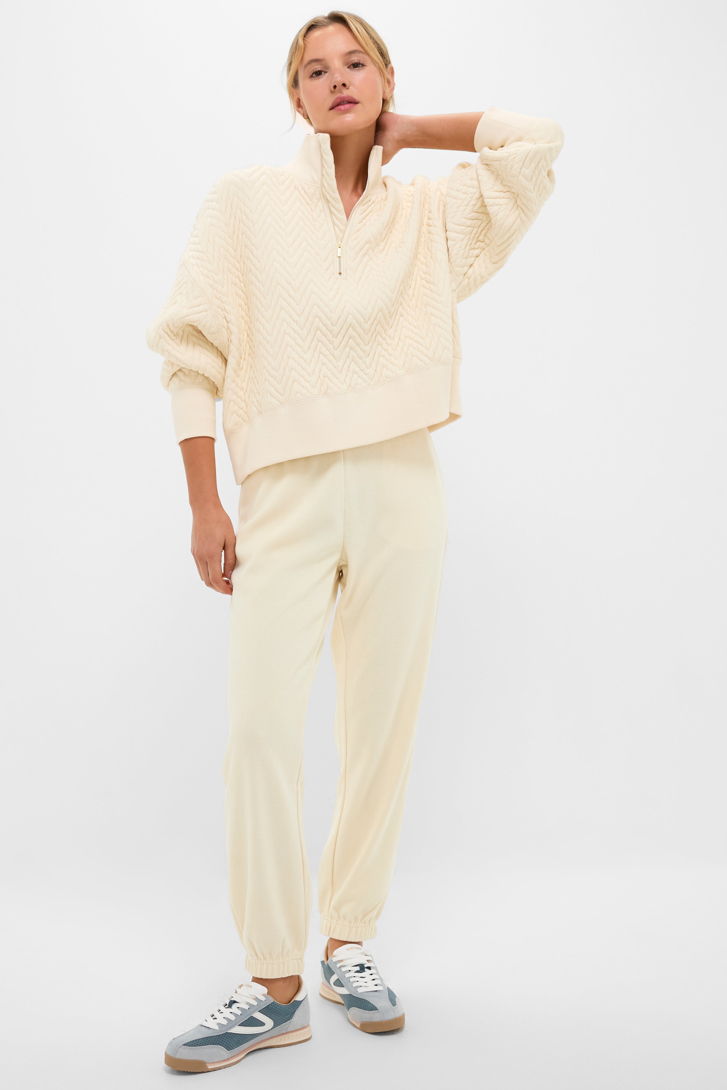 Buttercream Quilted Lucas Quarter Zip-Charming Tale Store