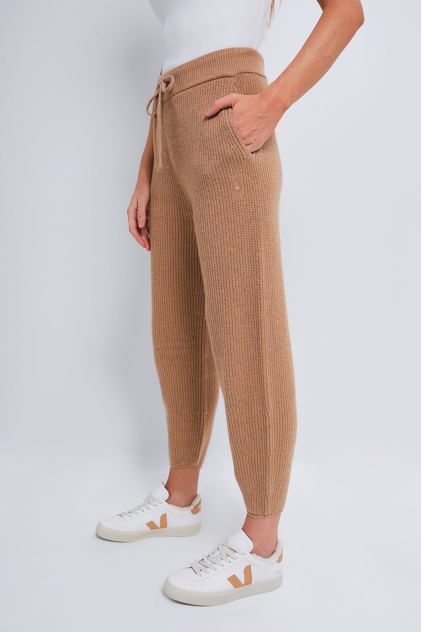 Camel Melange Cashmere Wool Blend Jogger-Charming Tale Store