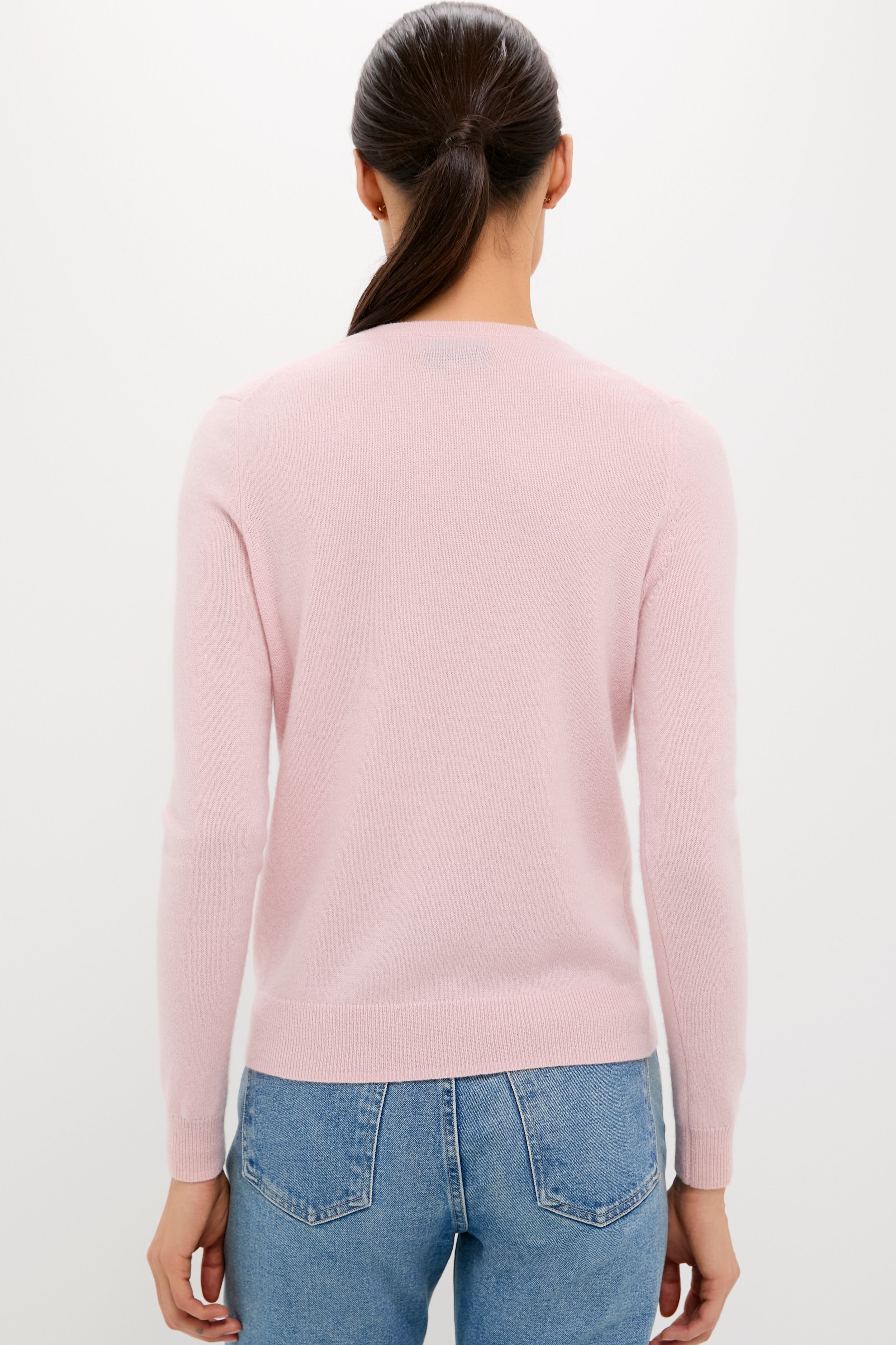 Soft Pink Cashmere V-Neck Sweater-Charming Tale Store