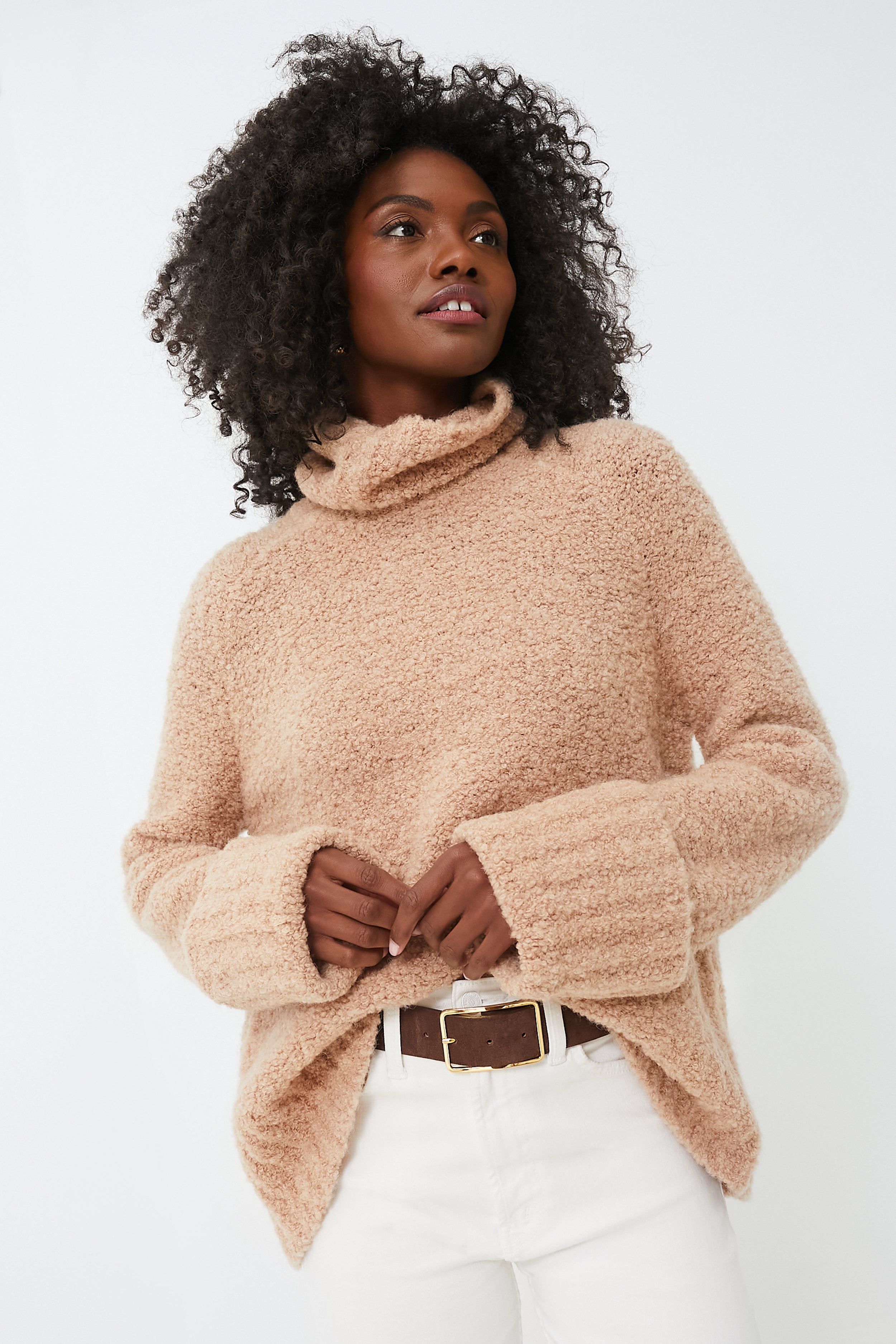Camel Boucle Theo Turtleneck-Charming Tale Store