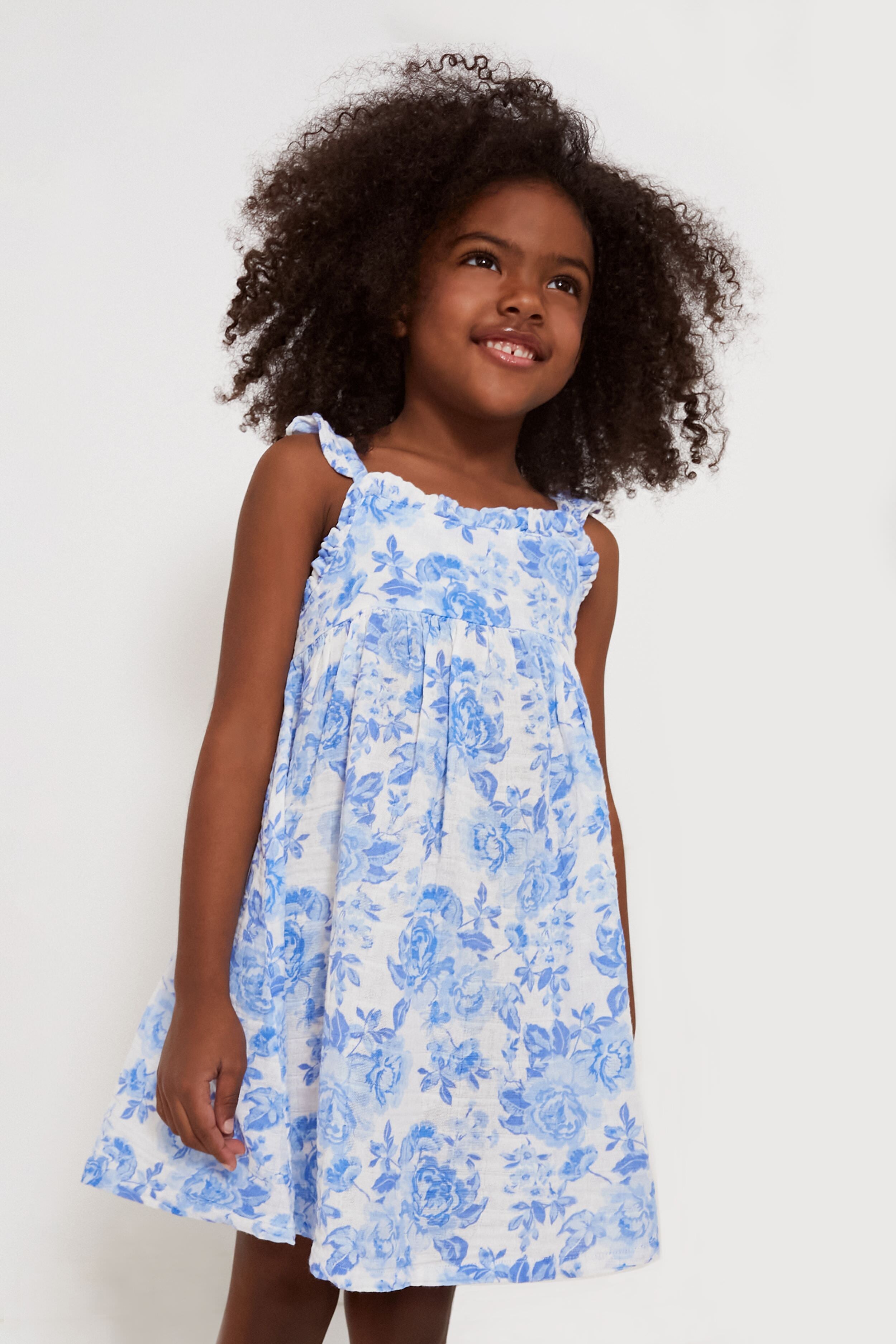 Roses in Blue Paperbag Ruffle Sundress-Charming Tale Store