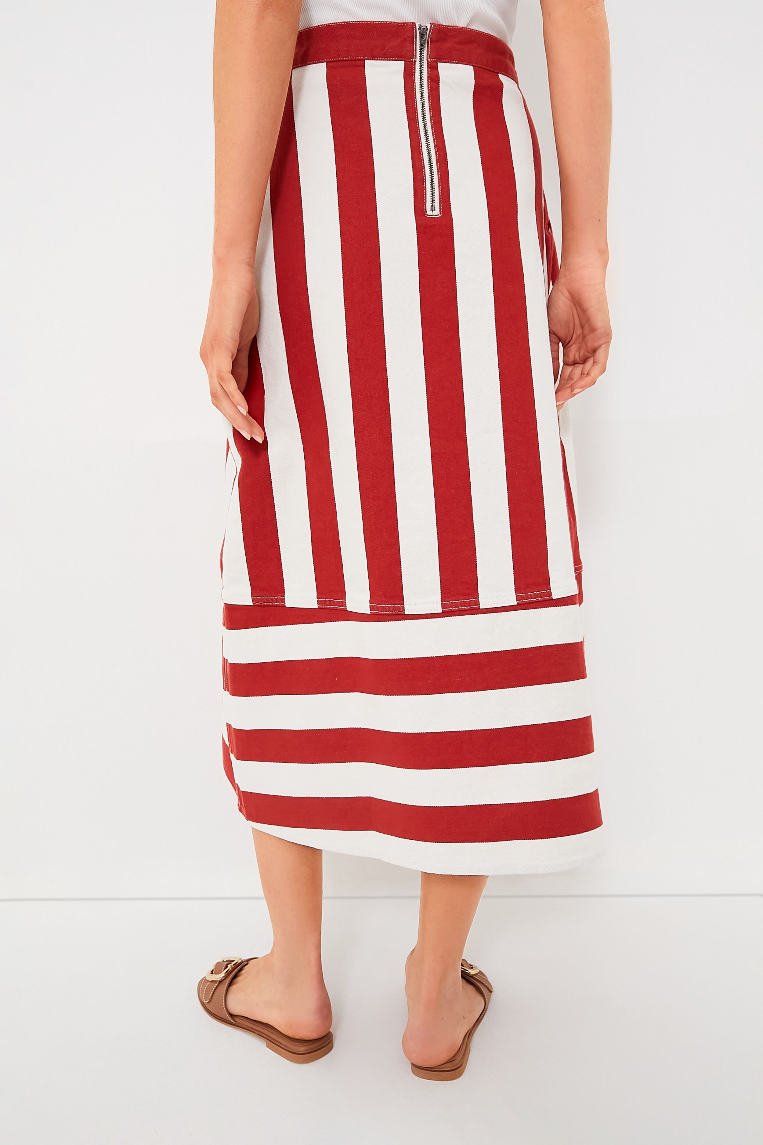 Brick Cabana Stripe Nadine Skirt-Charming Tale Store