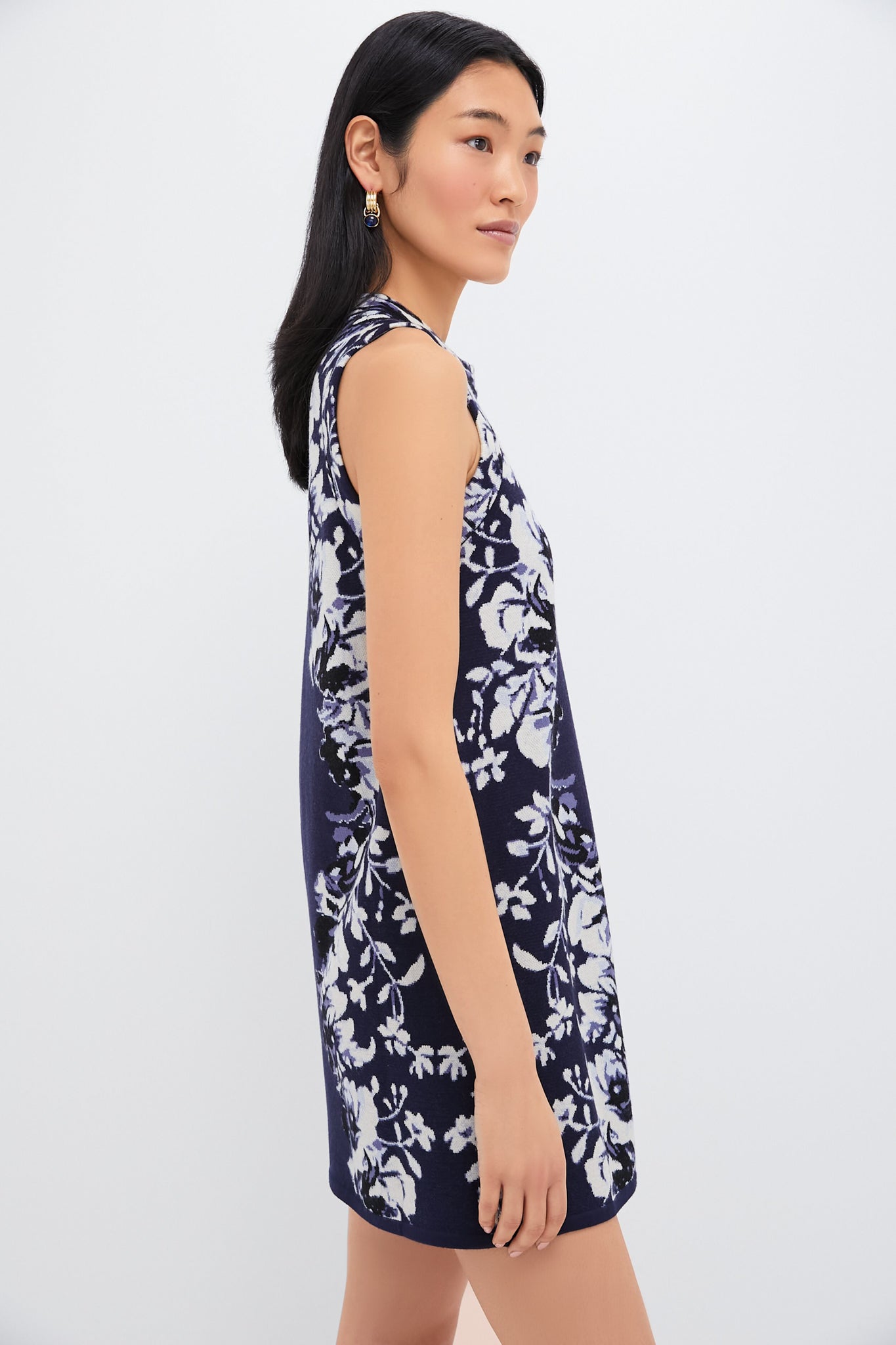 Indigo Reflection Knit Jacquard Marie Dress-Charming Tale Store
