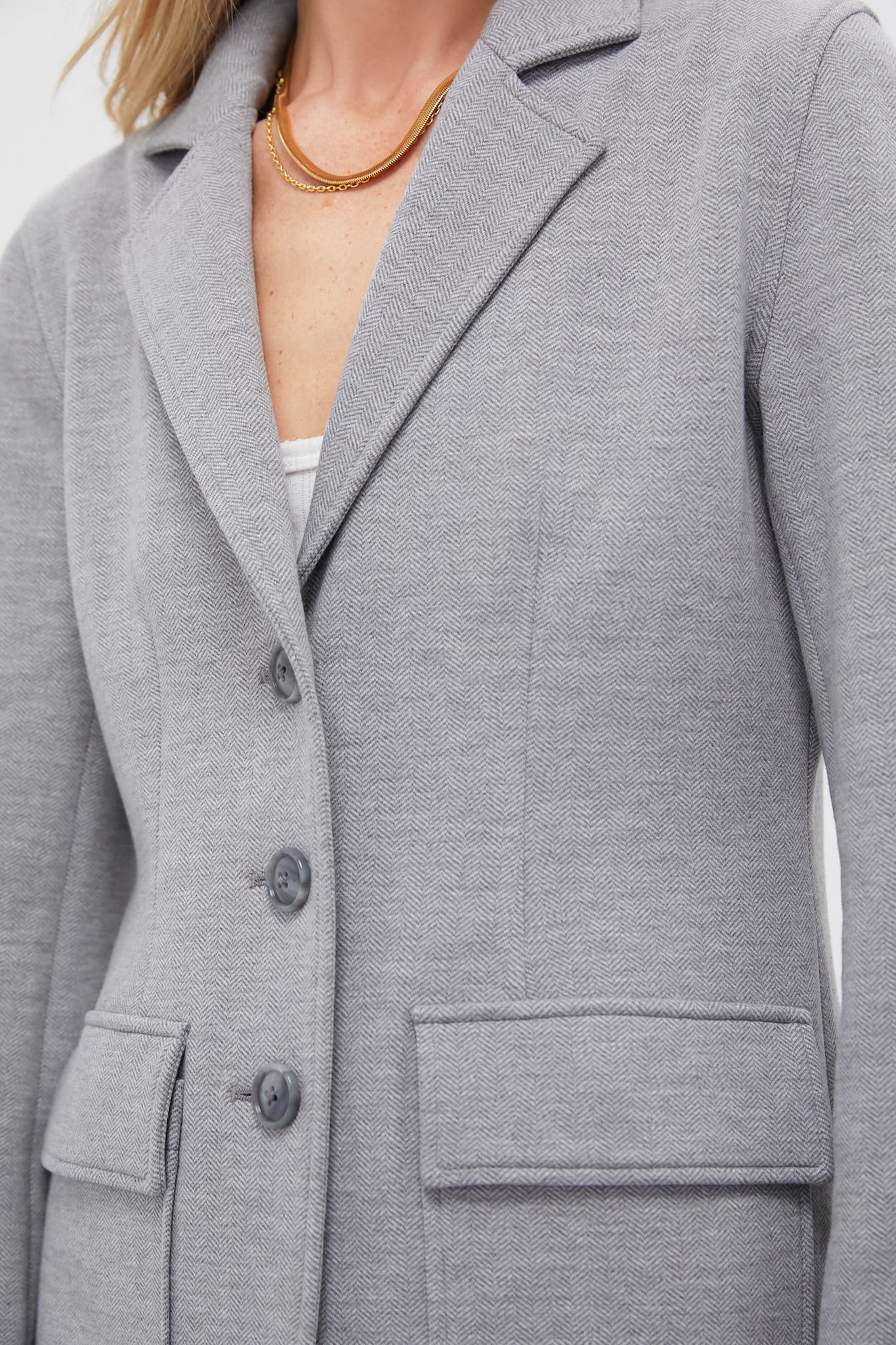 Gray Herringbone Jeanne Travel Blazer-Charming Tale Store