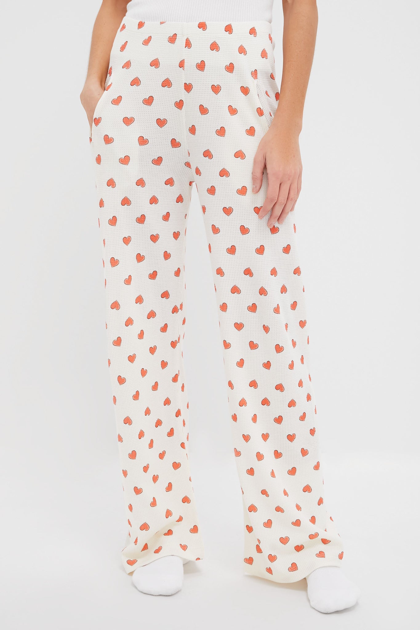 Cream Multi Heart Jan Pants-Charming Tale Store