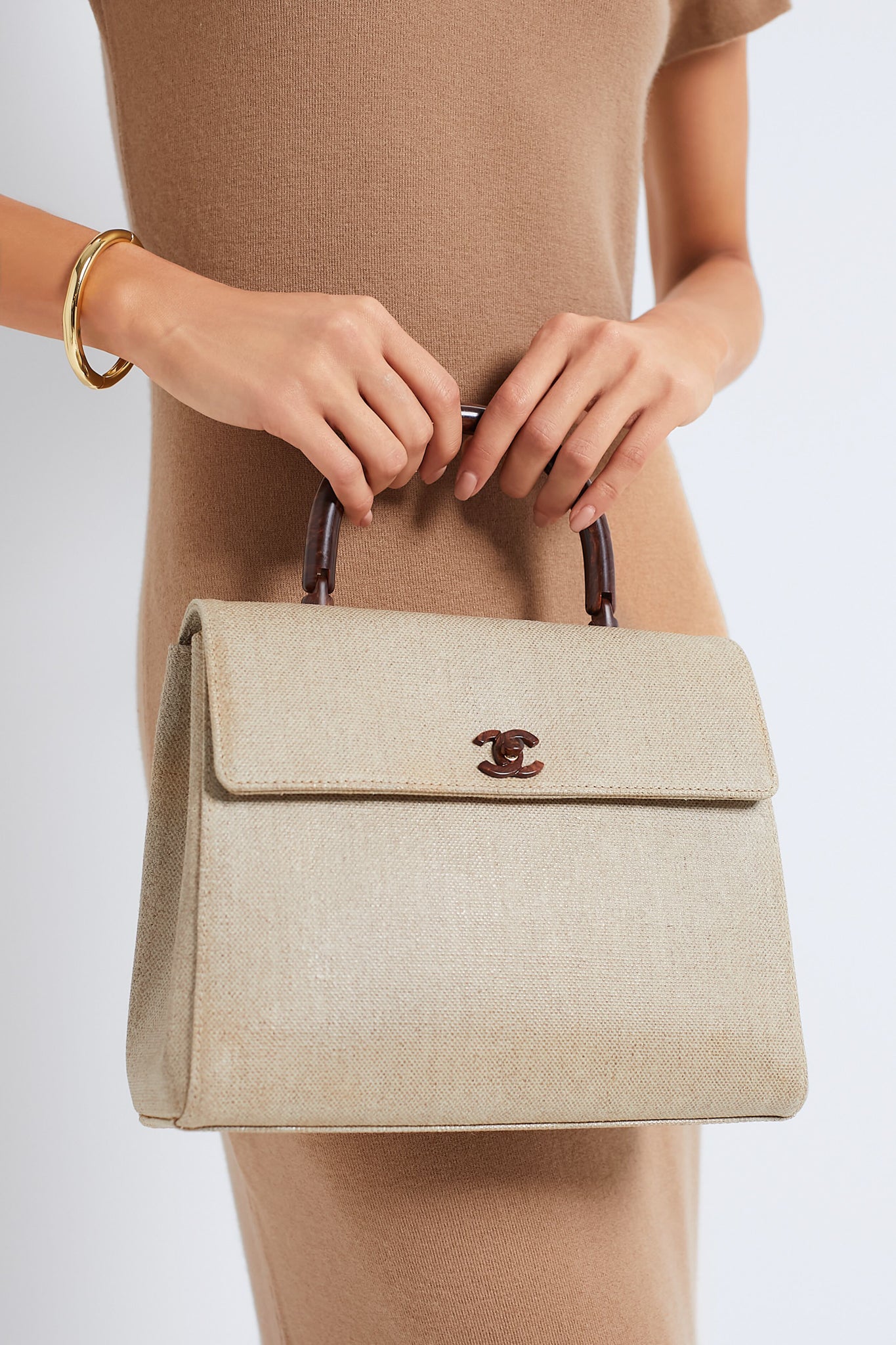 CHANEL Canvas Top Handle Bag-Charming Tale Store