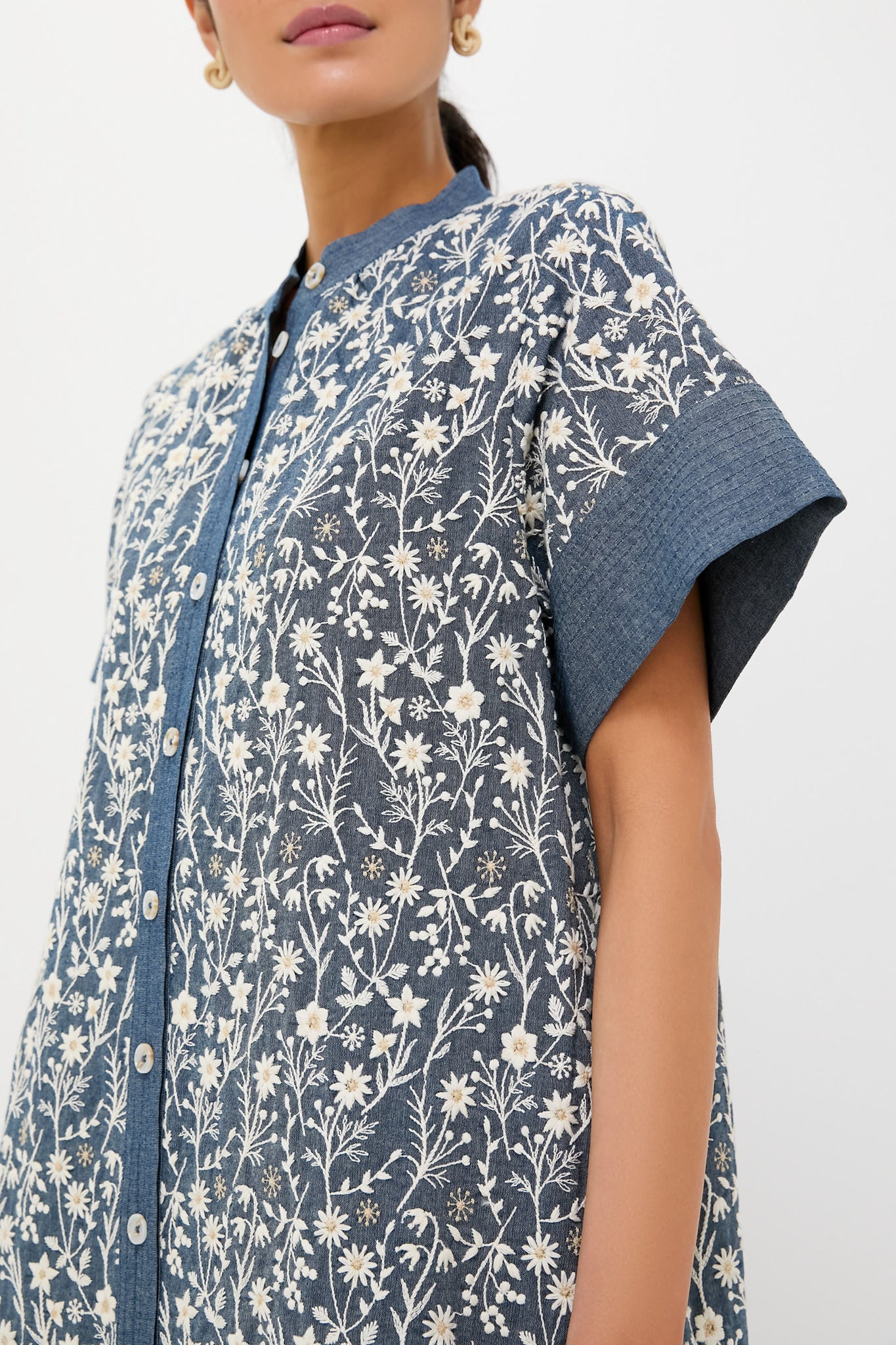 Embroidered Chambray Wildflower Meadows Prescott Dress-Charming Tale Store