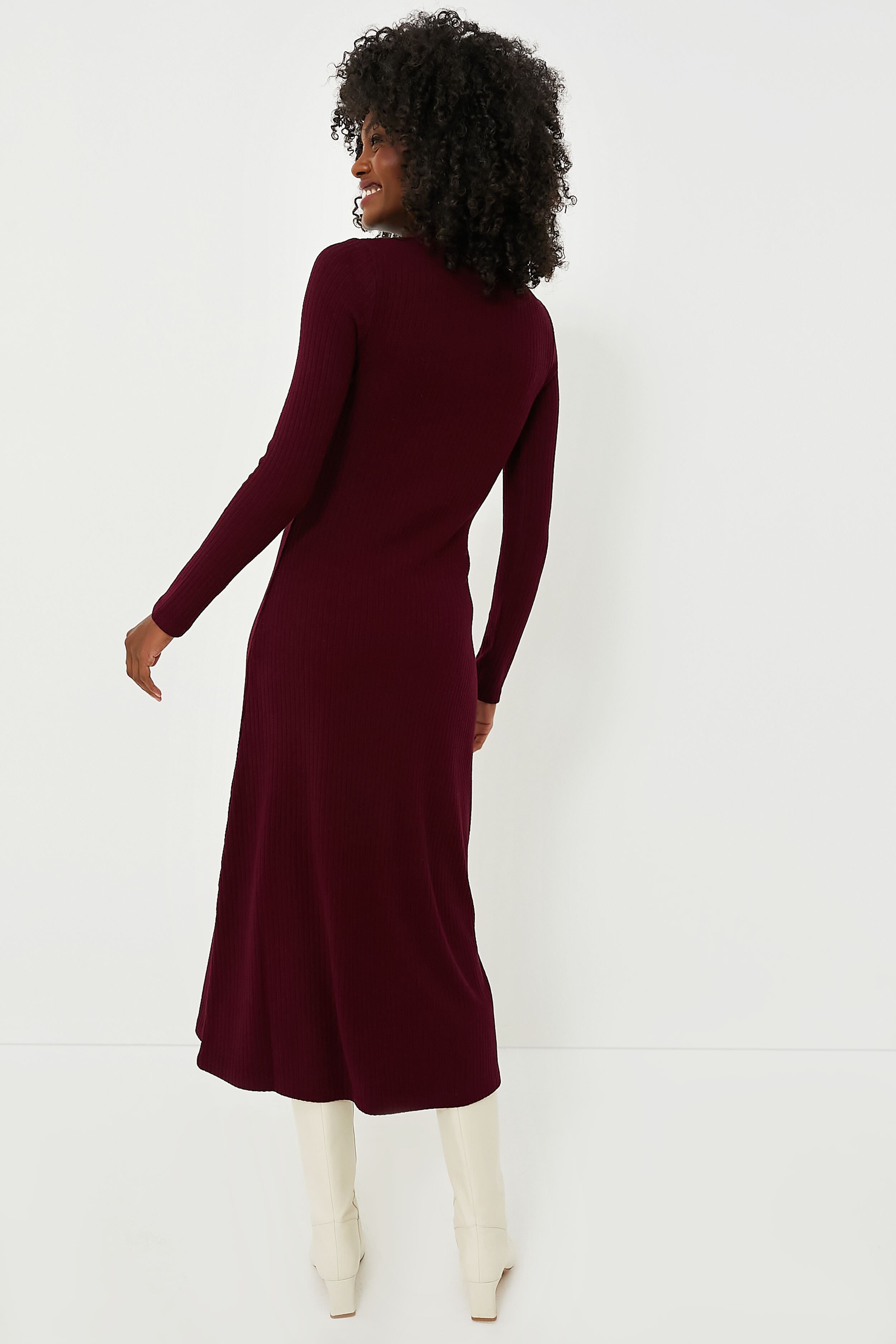 Cassis Long Sleeve Mock Neck Dress-Charming Tale Store