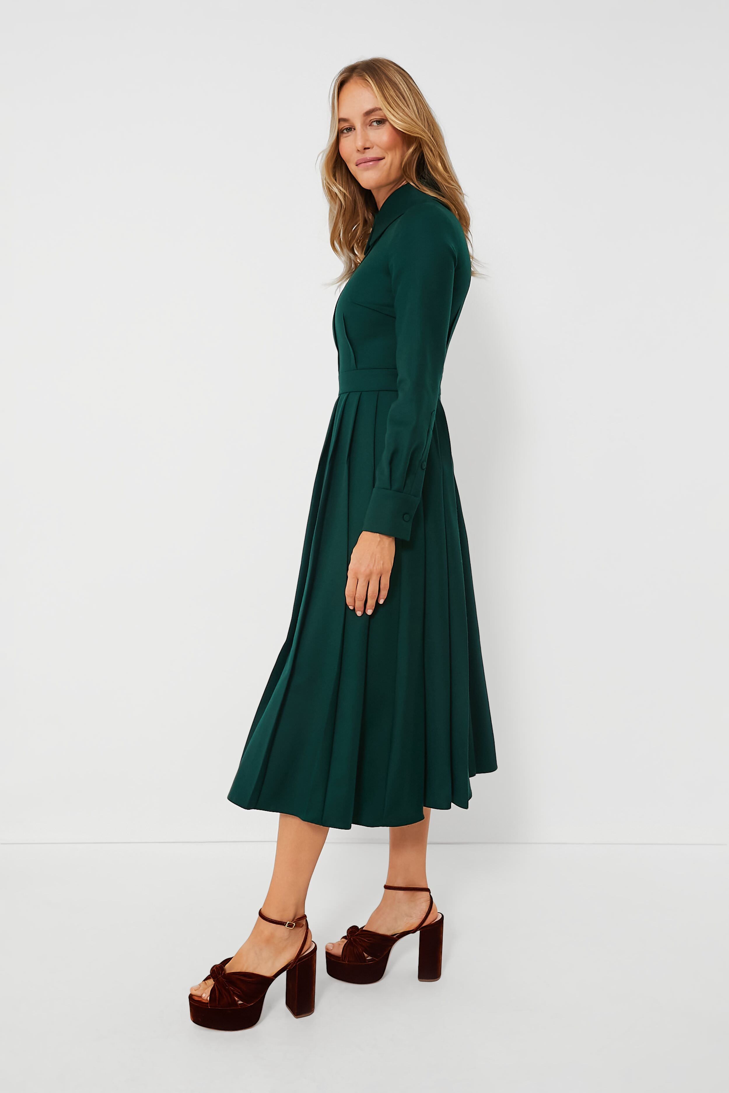 Emerald Green Maram Flanella Dress-Charming Tale Store