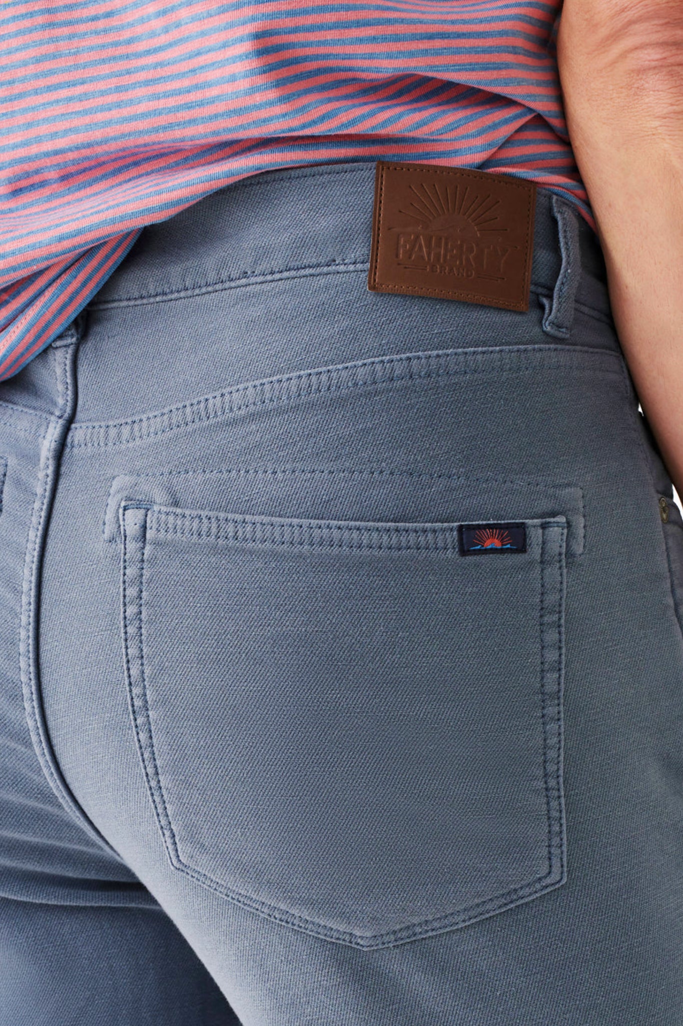 Faded Ocean Stretch Terry 5 Pocket Pant-Charming Tale Store