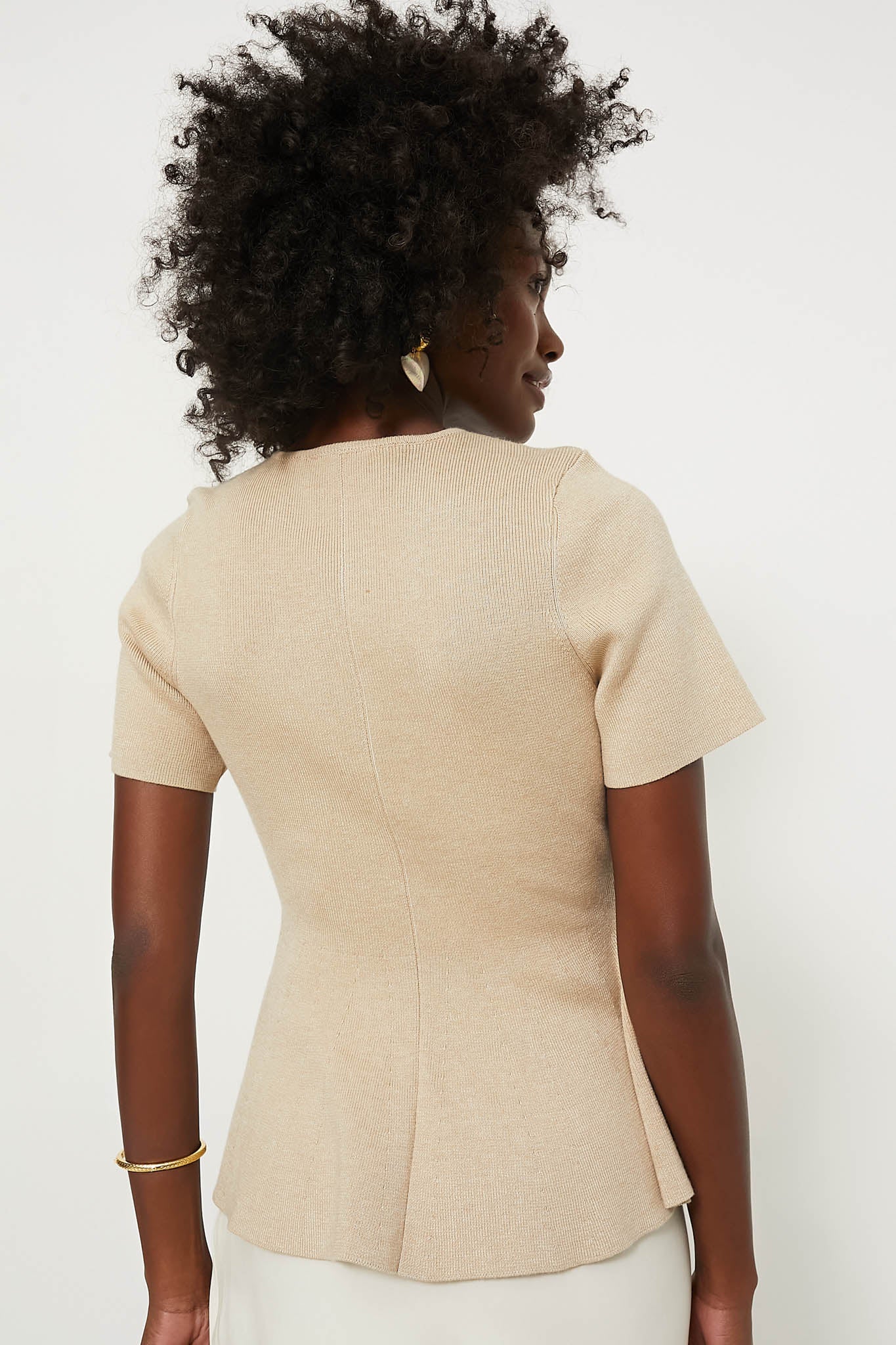 Tan Knit Phoebe Peplum Top-Charming Tale Store