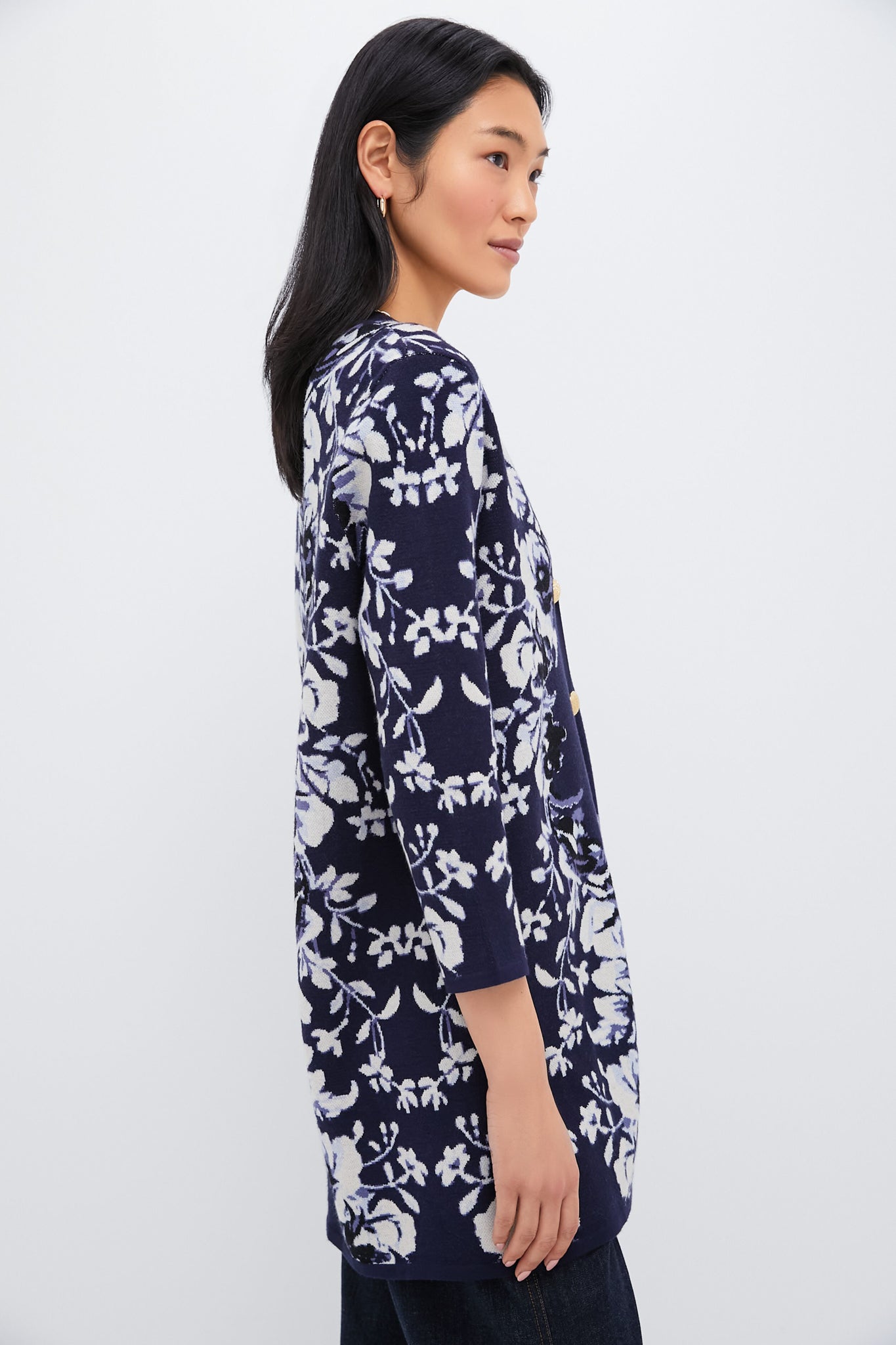 Indigo Reflection Knit Jacquard Liv Cardigan-Charming Tale Store