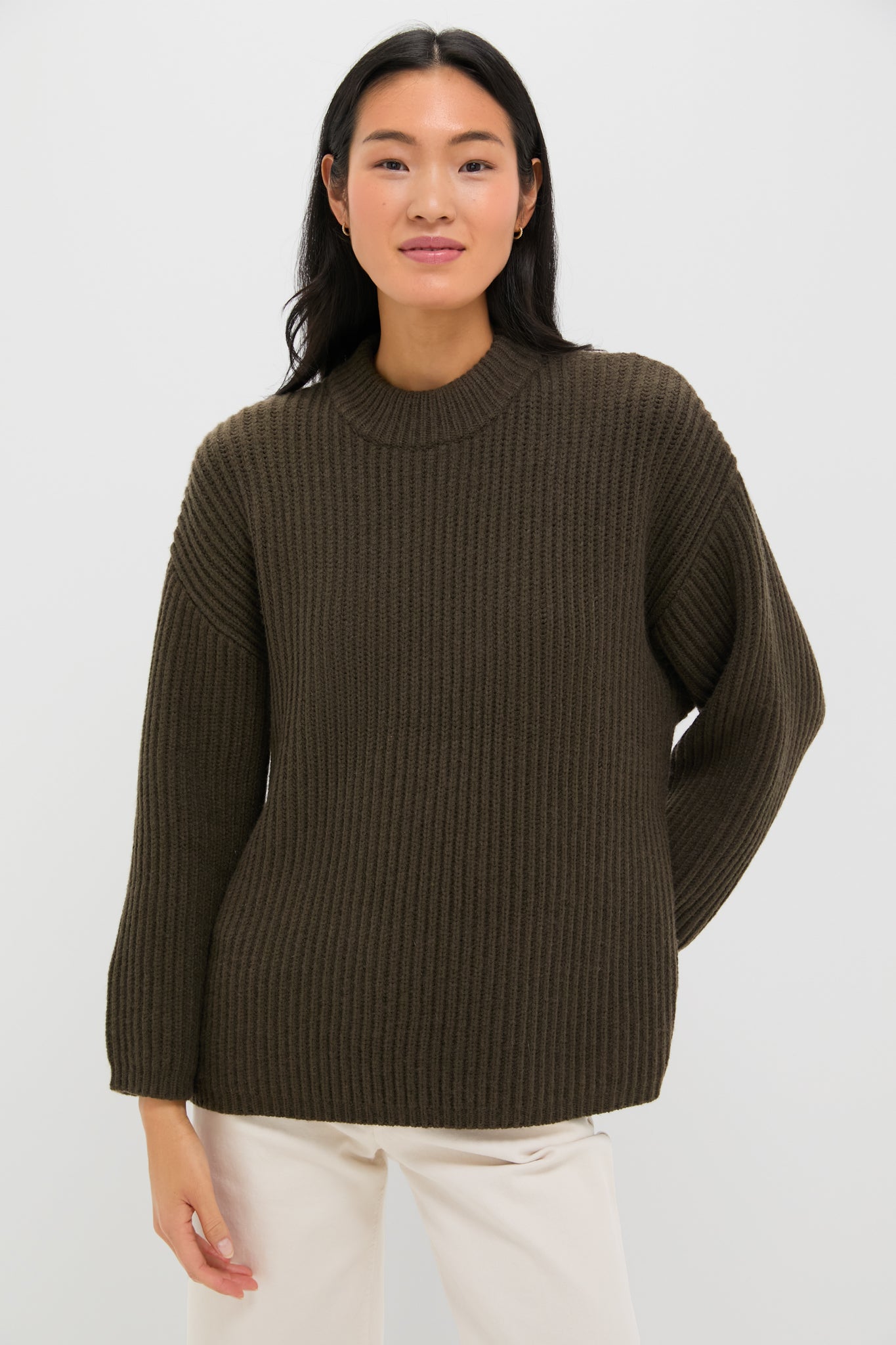 Olive Green Crewneck Jack Sweater-Charming Tale Store