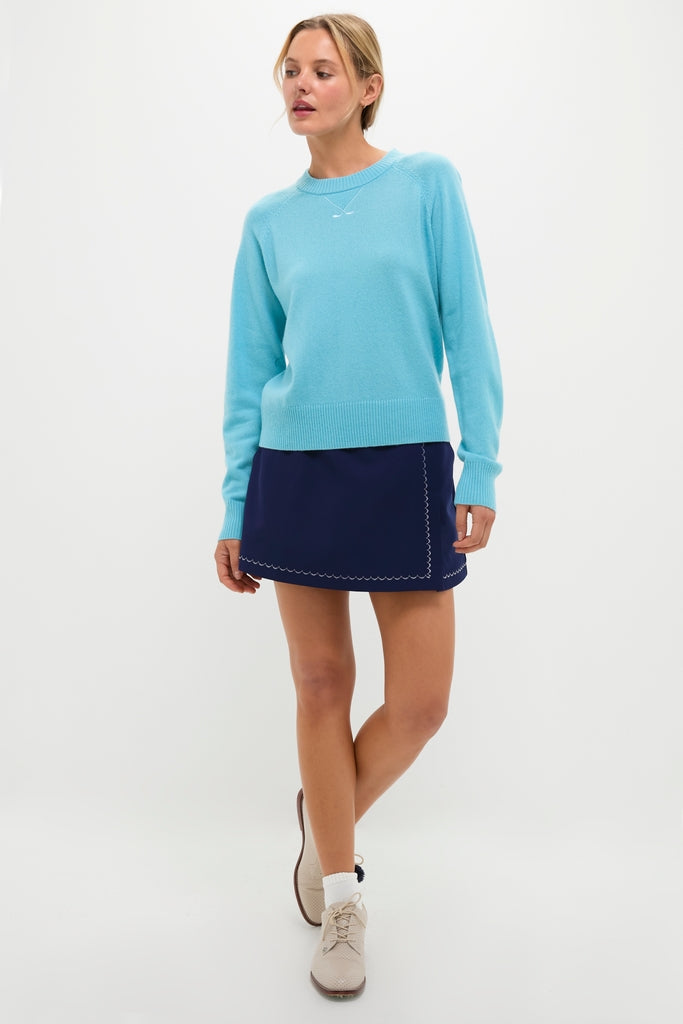 Bright Blue Washable Cashmere Malcolm Crewneck-Charming Tale Store