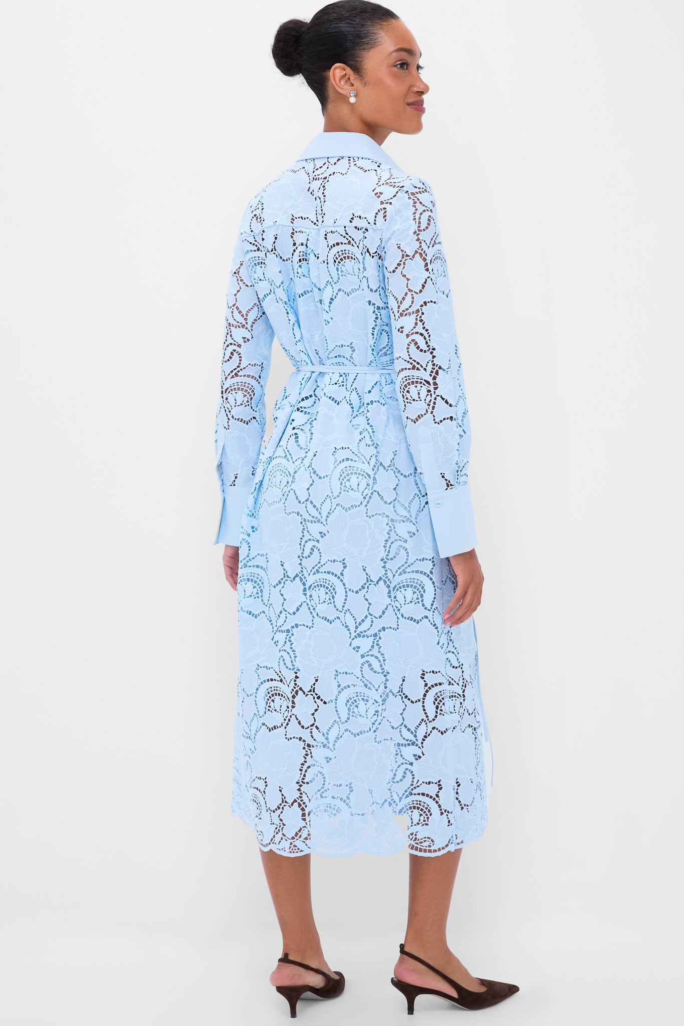 Dream Blue Long Sleeve Shirt Dress-Charming Tale Store