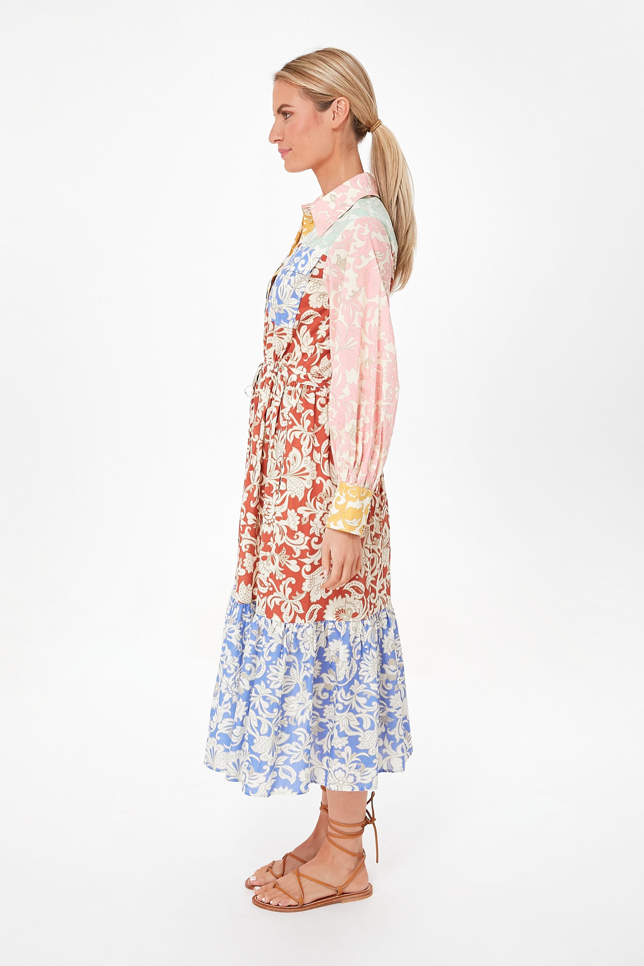 Folk Spliced Capri Maxi Dress-Charming Tale Store
