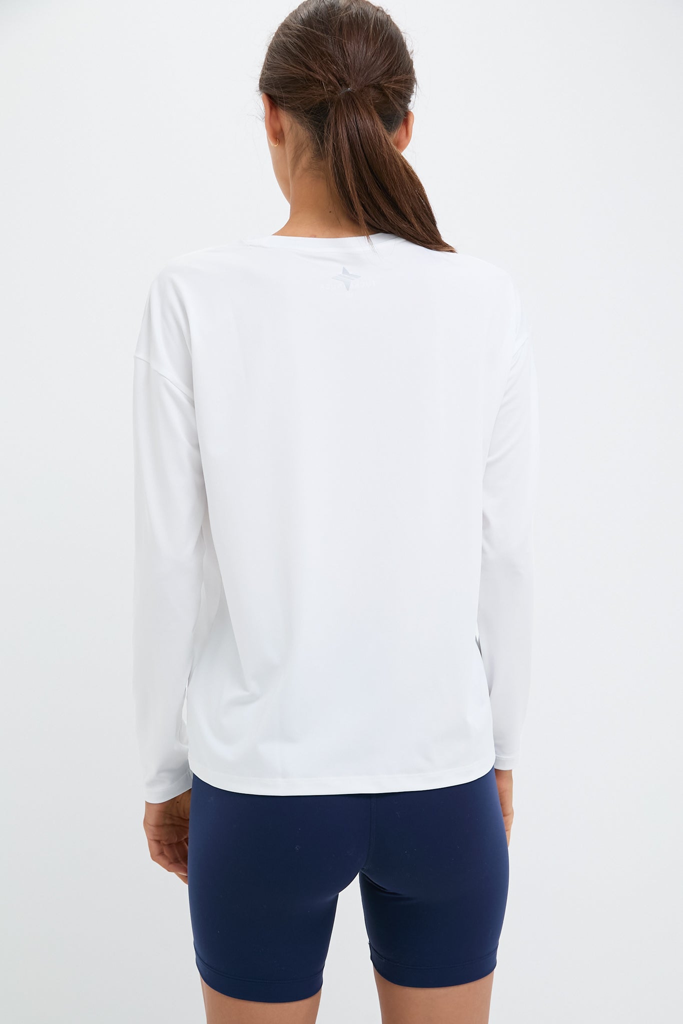 White Long Sleeve Performance Jersey Ryan Boyfriend Tee-Charming Tale Store