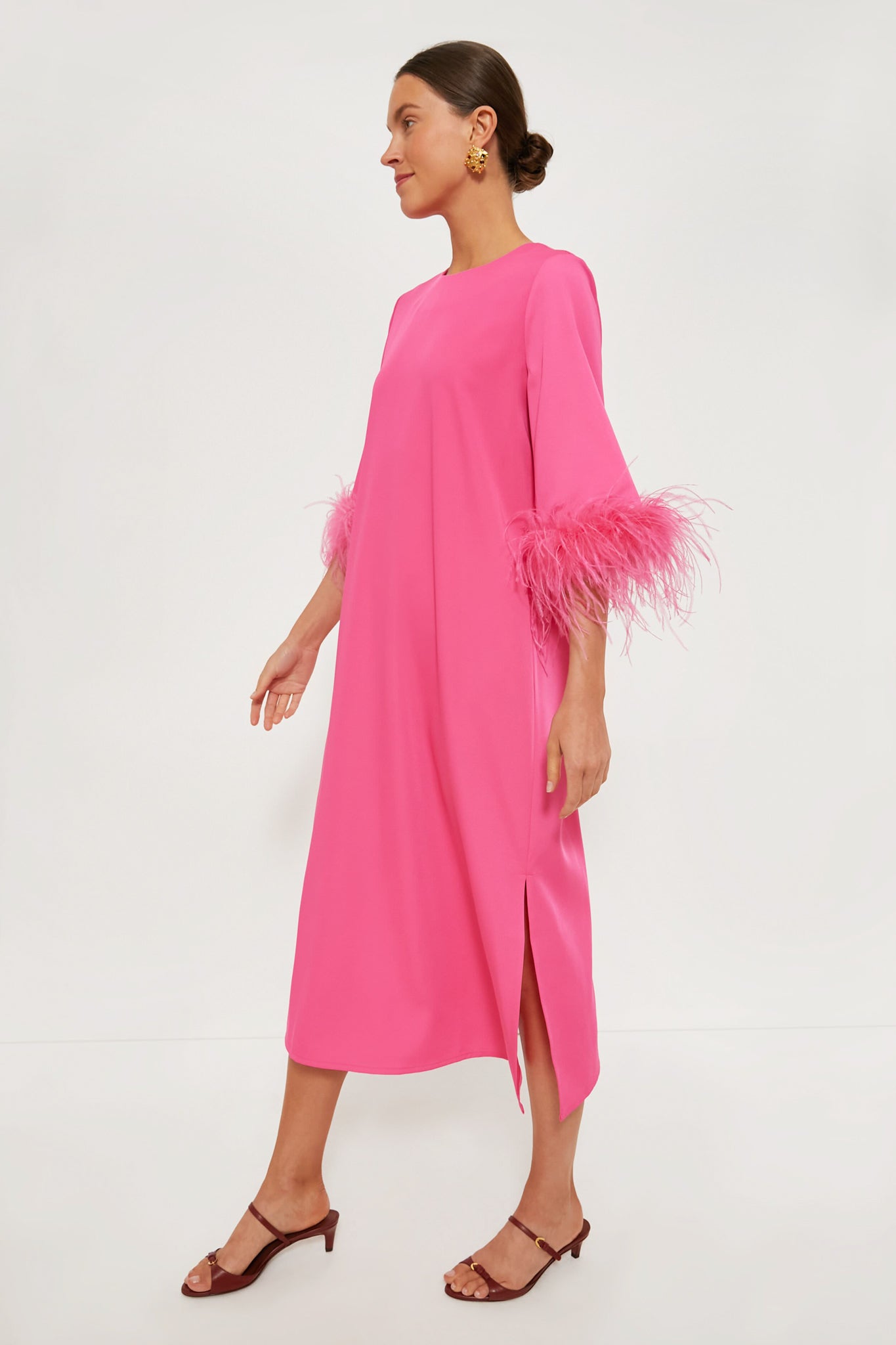 Hot Pink Feather Jamie Dress-Charming Tale Store