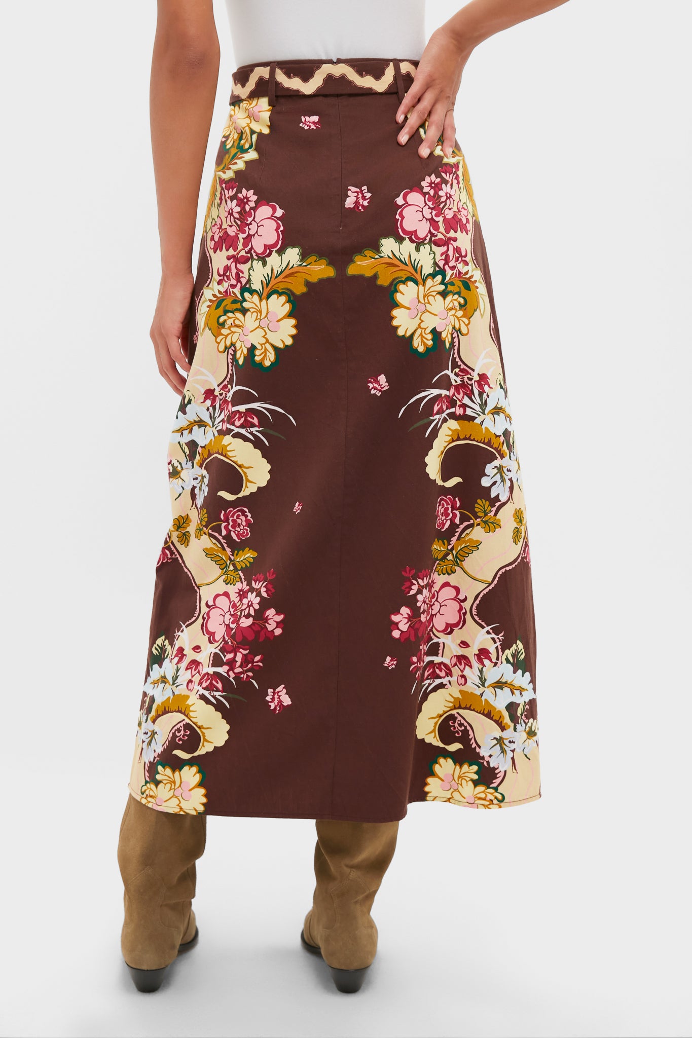 Chocolate Floral Portia Skirt-Charming Tale Store