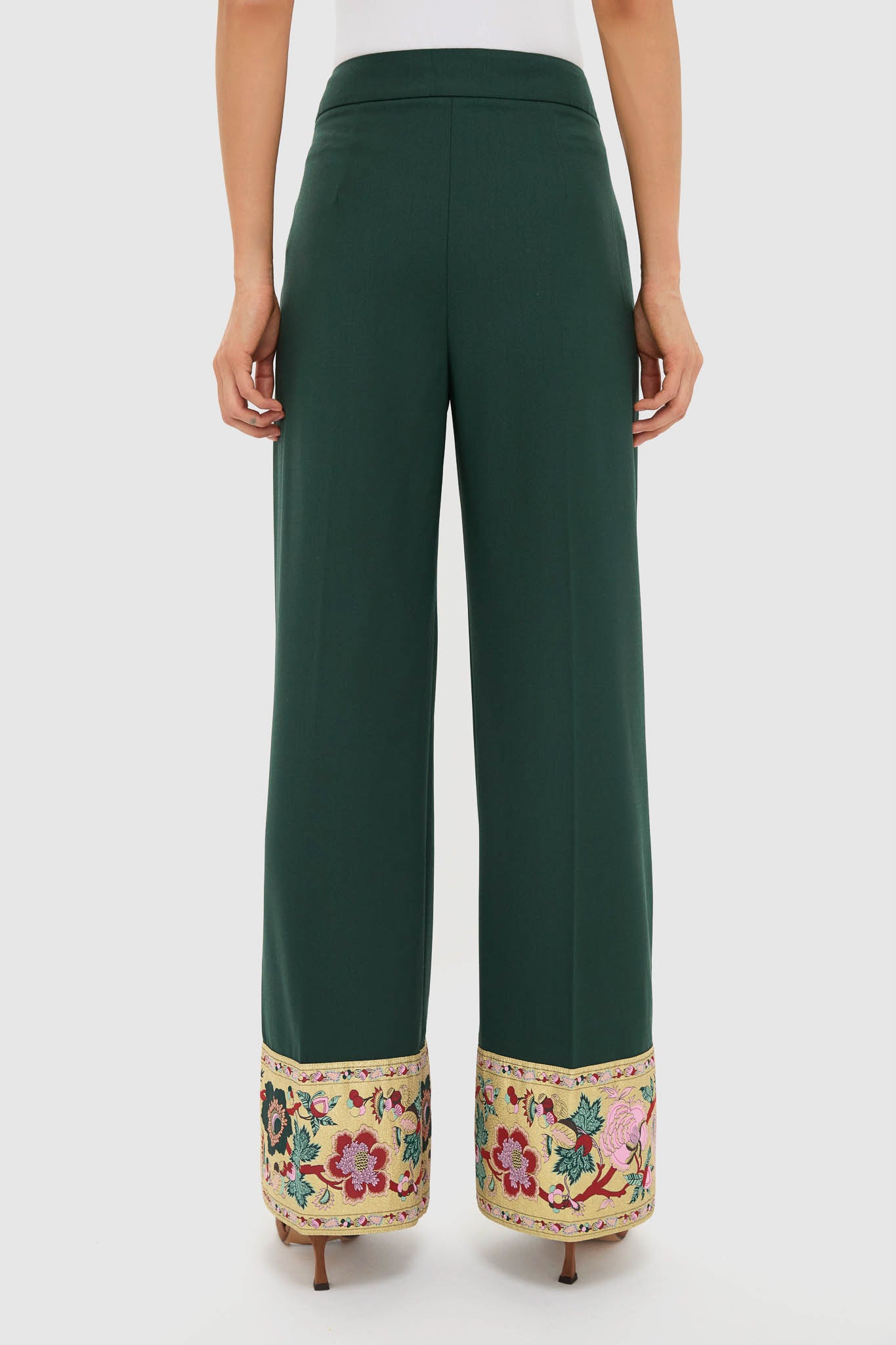 Garden Scrollwork Jacquard Cuff Erin Pants-Charming Tale Store
