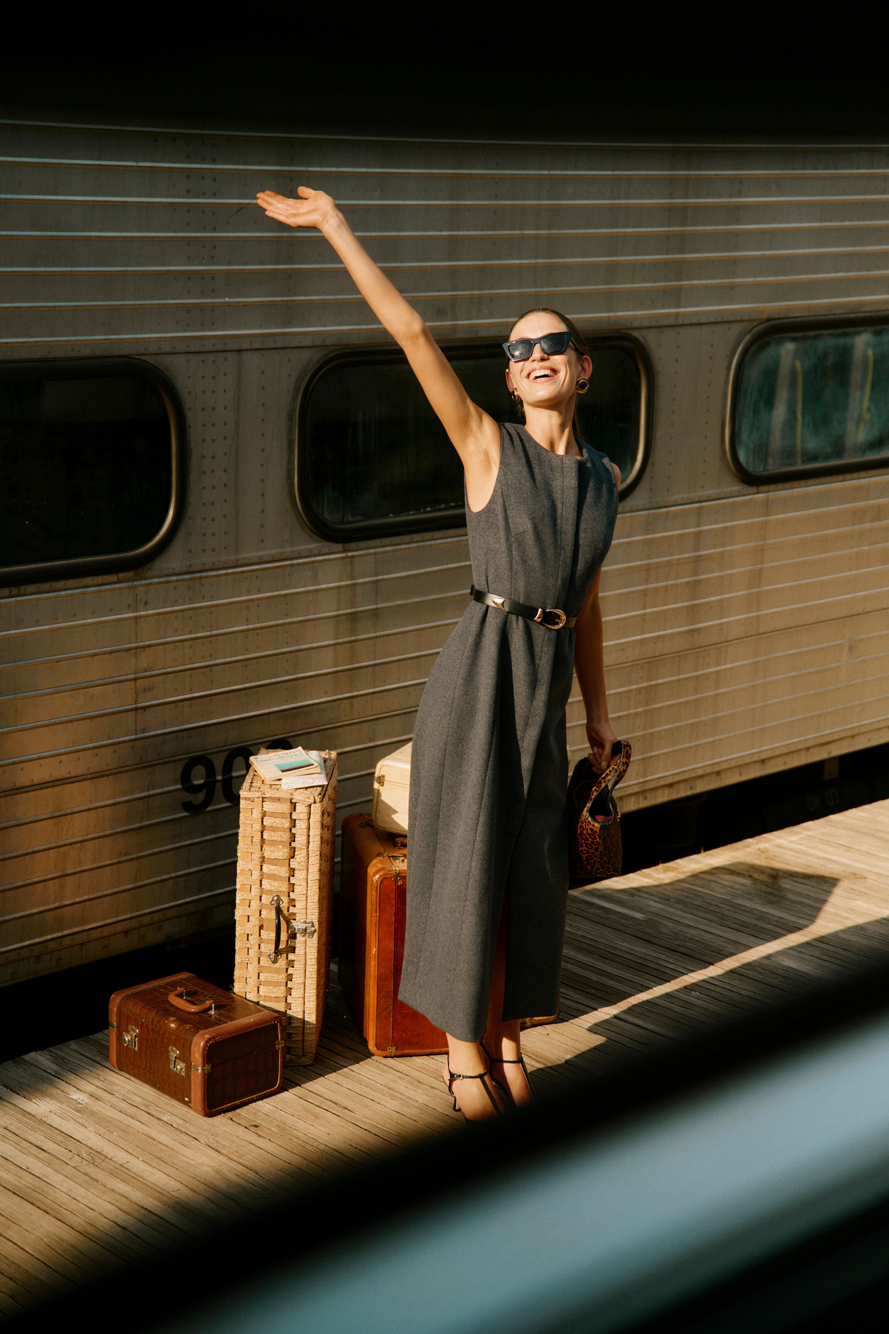 Gray Wool Rhoda Midi Dress-Charming Tale Store