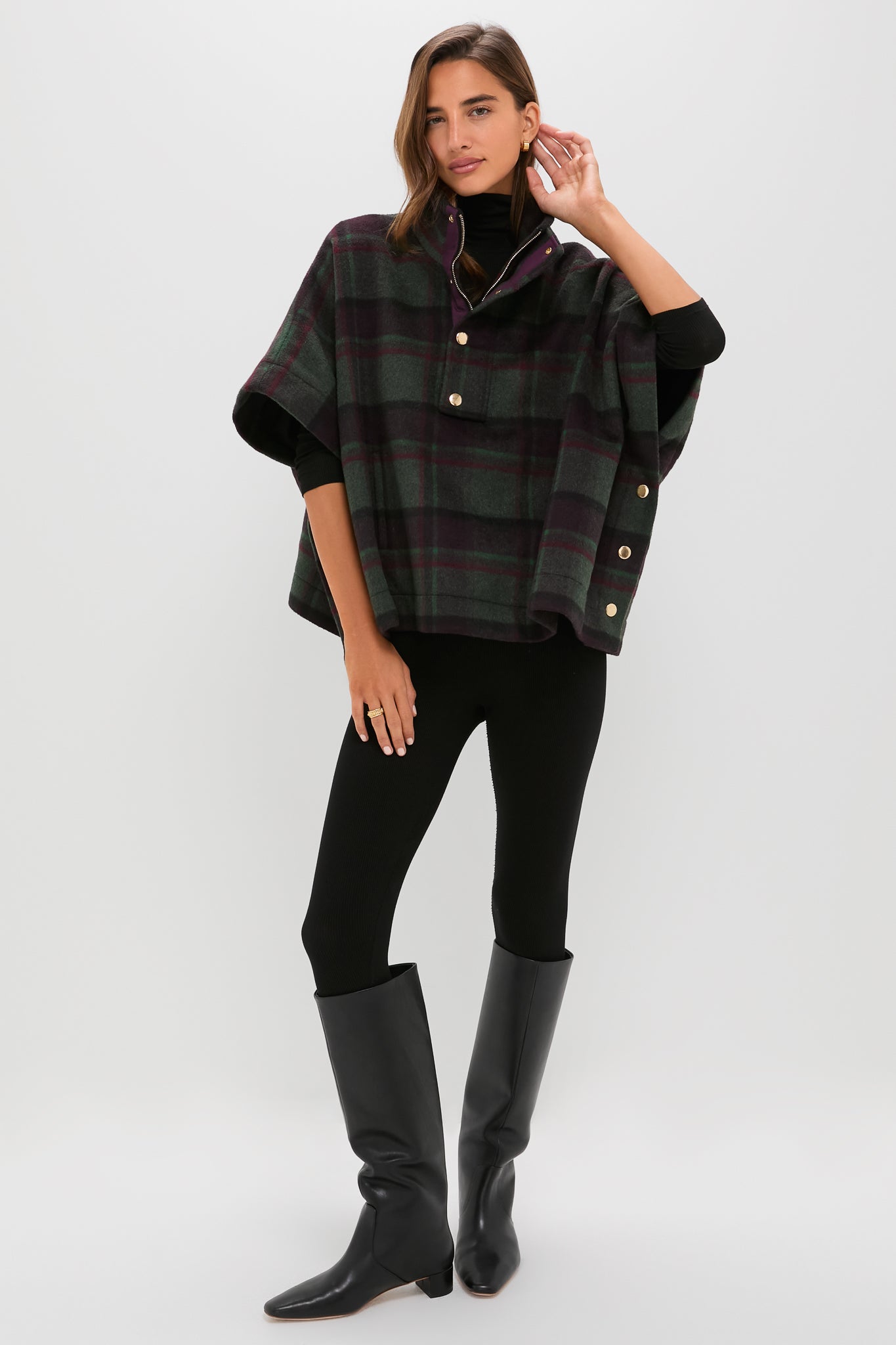 Forest Plaid Wool Winthrop Poncho-Charming Tale Store