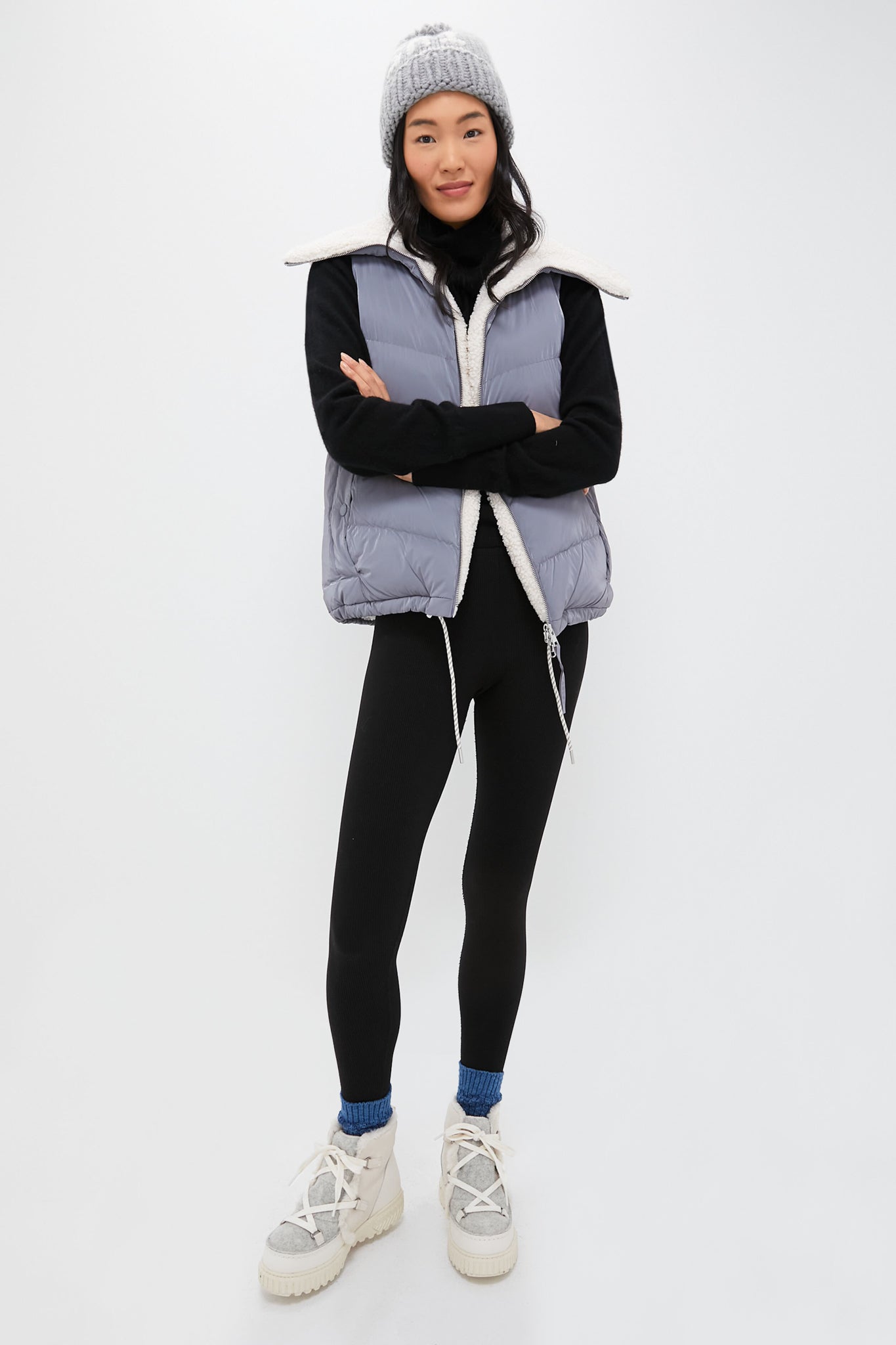 Blue Wind Sherpa-Lined Brock Puffer Gilet-Charming Tale Store