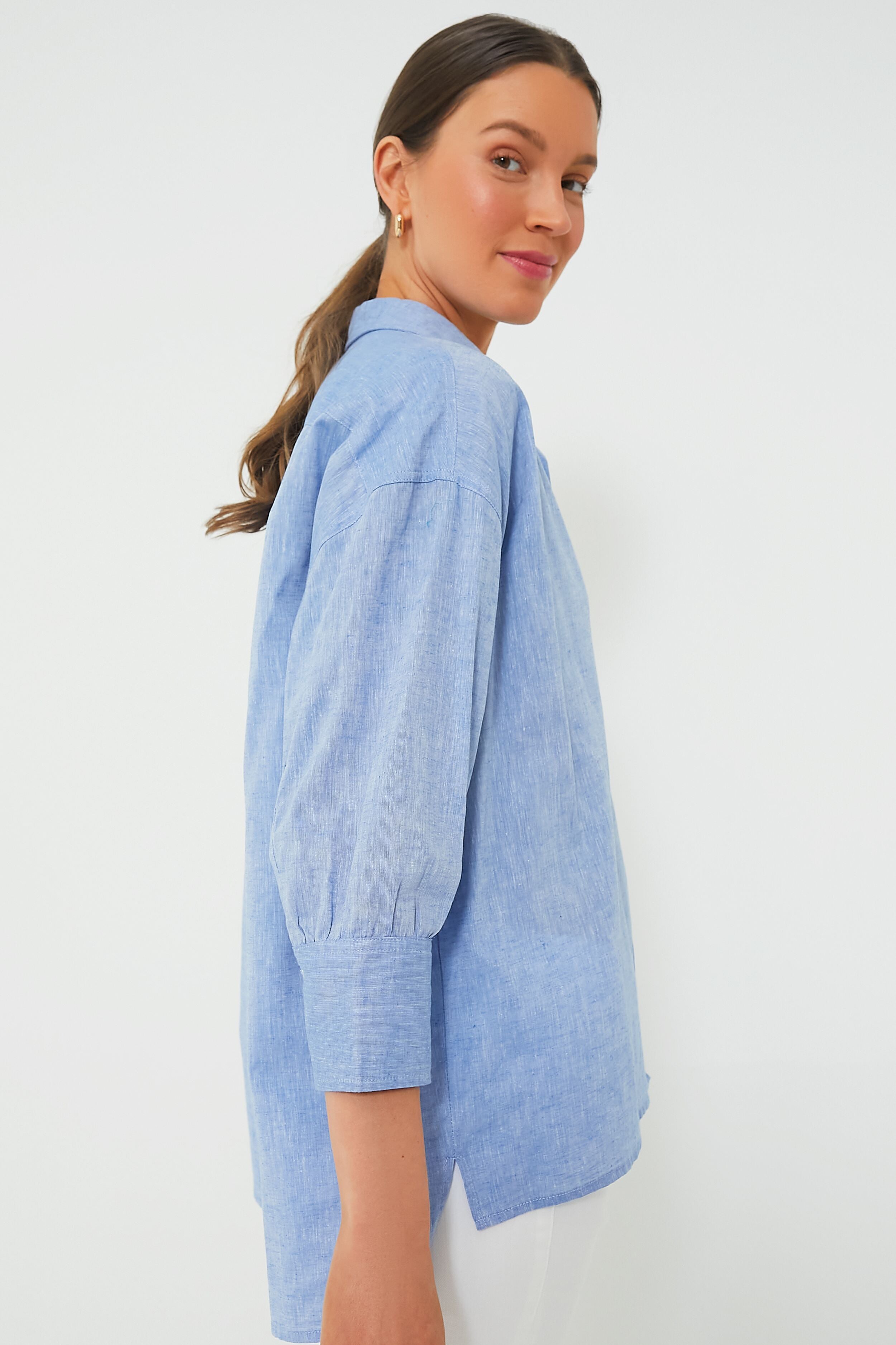 Chambray Adair Boyfriend Shirt-Charming Tale Store