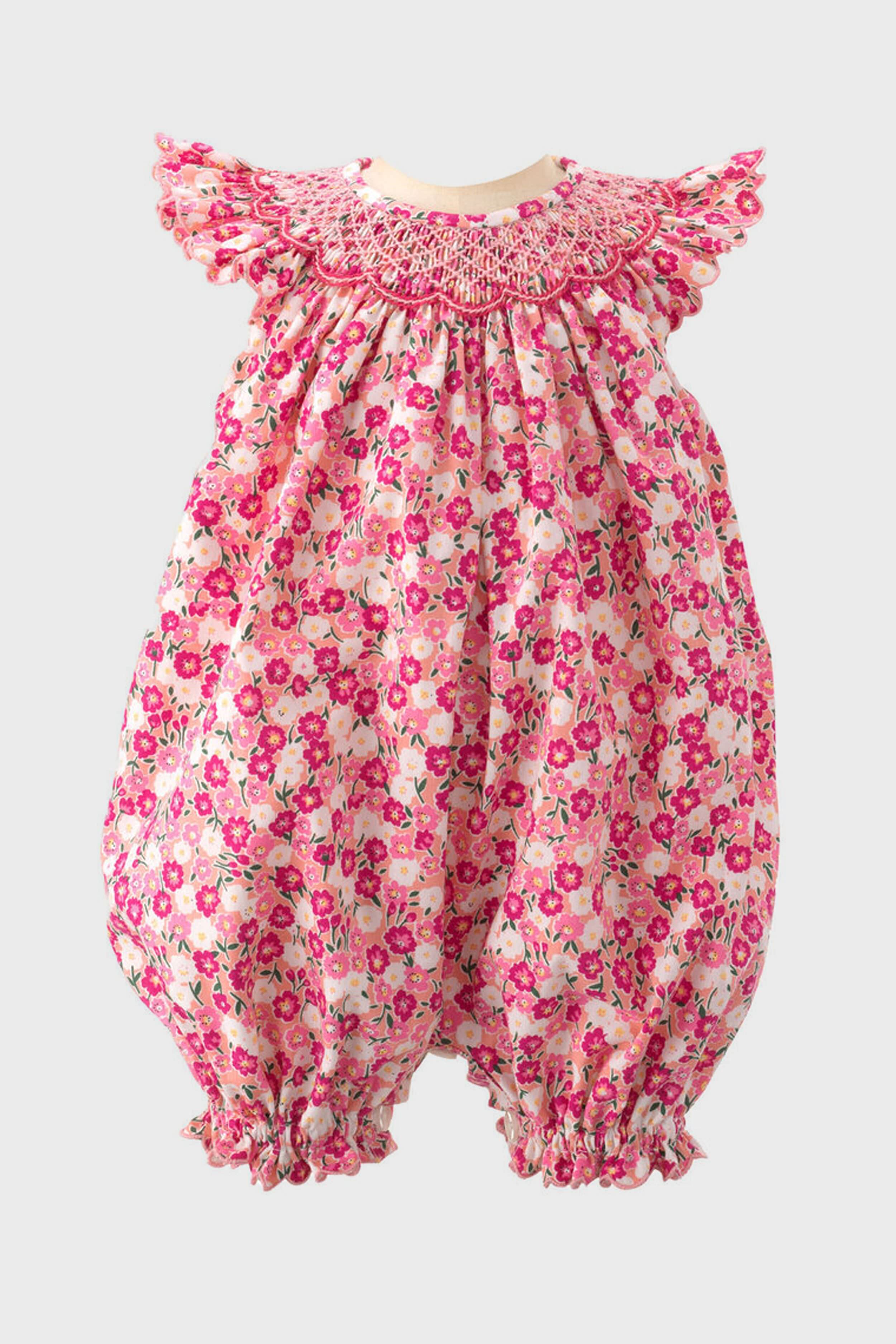 Carnation Smocked Babysuit-Charming Tale Store