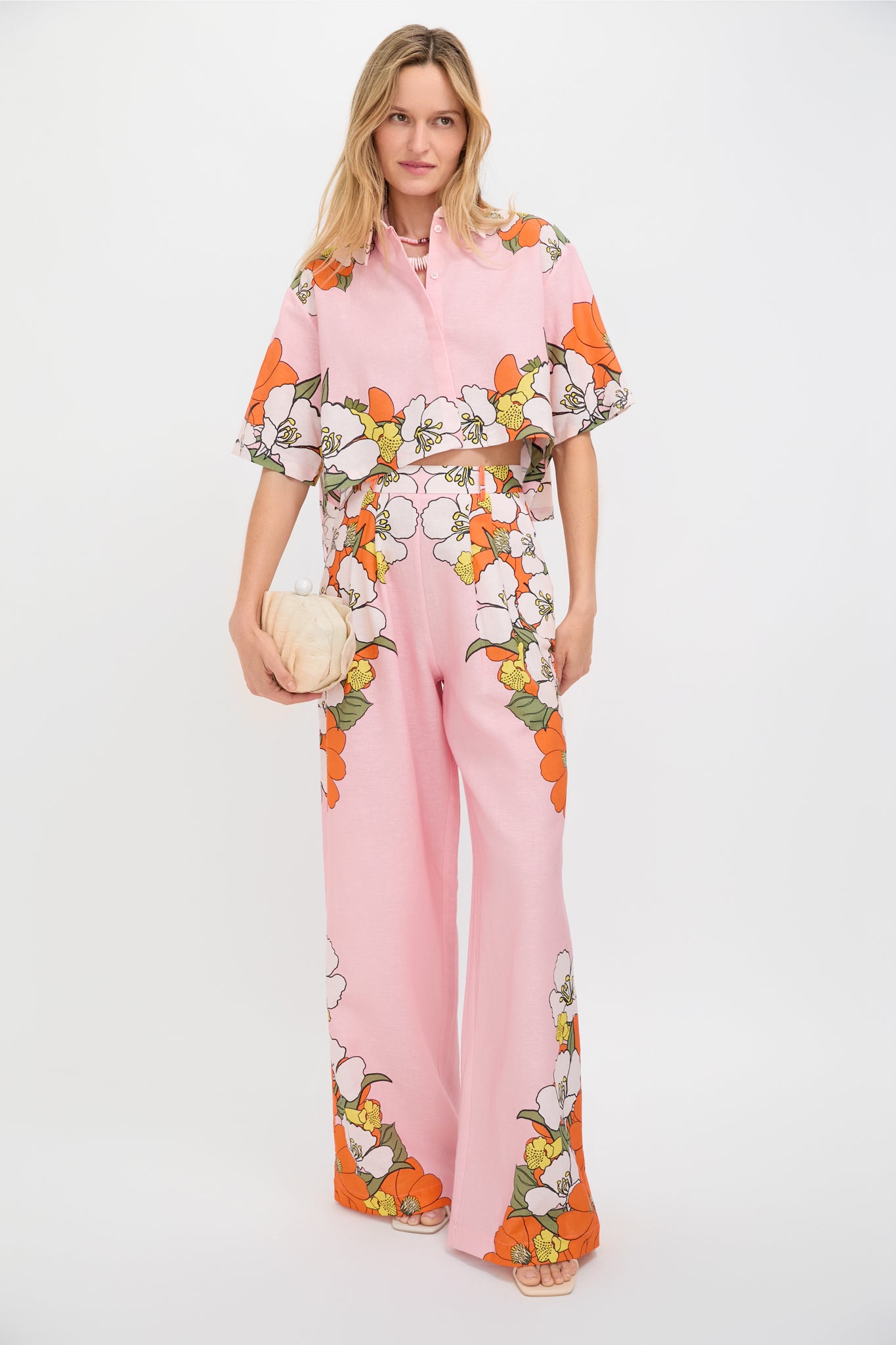 Conch With Ruby Barrel Bead Necklace-Charming Tale Store