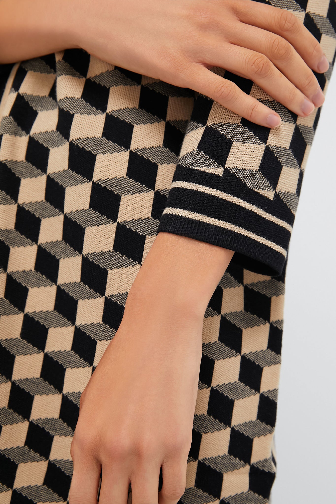 Onyx and Camel Knit Geo Liv Cardigan-Charming Tale Store