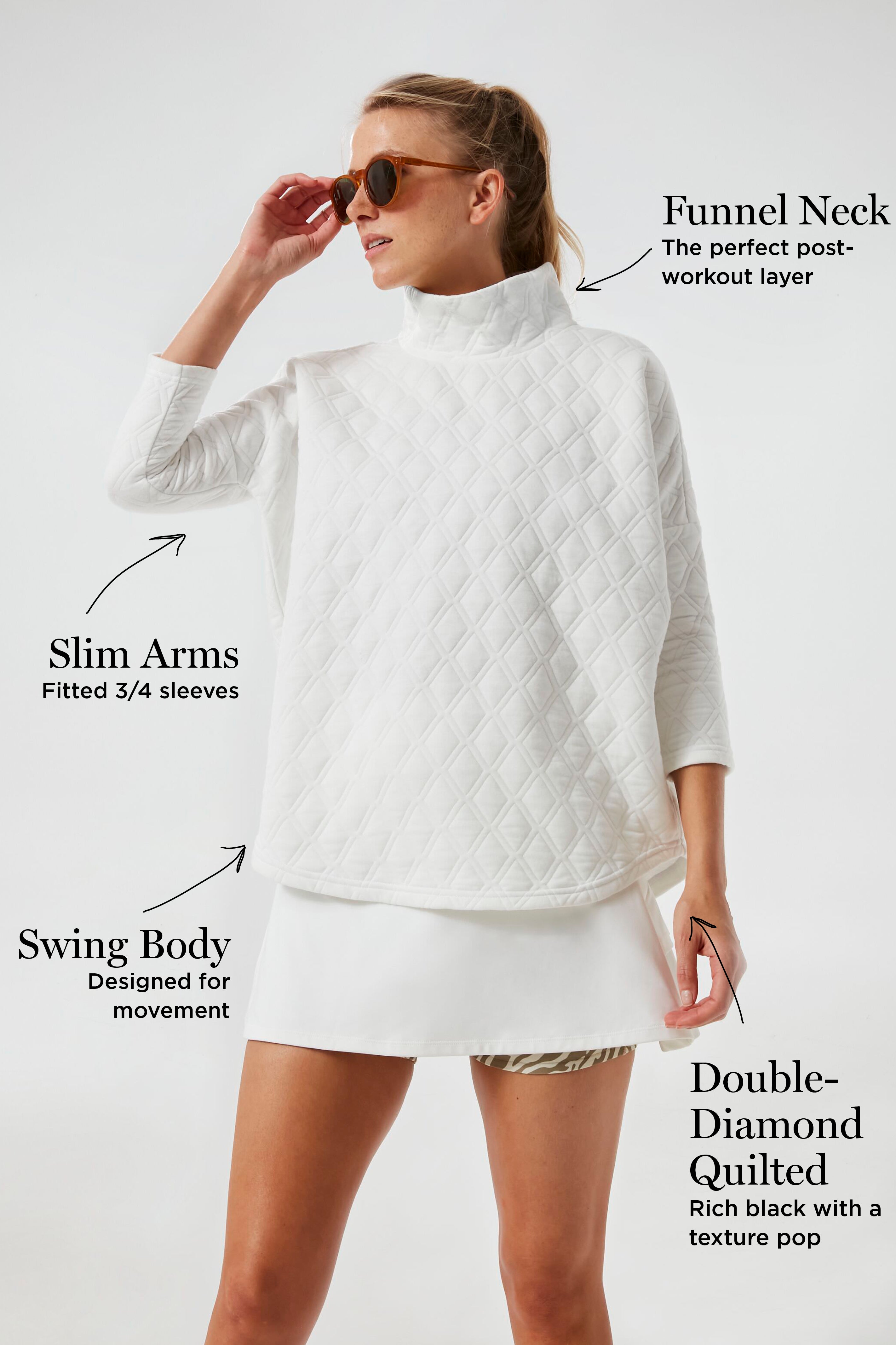 White Funnel Ally Swing Sweatshirt-Charming Tale Store