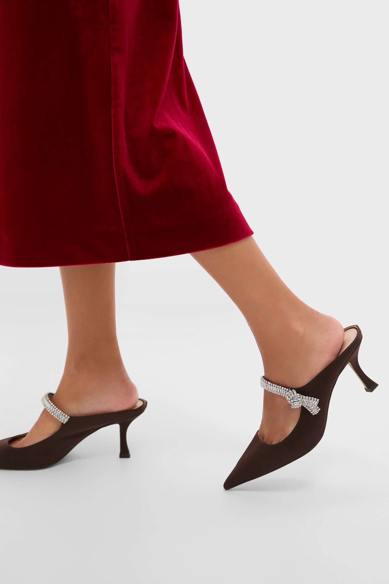 Chocolate Satin Mae Heels-Charming Tale Store
