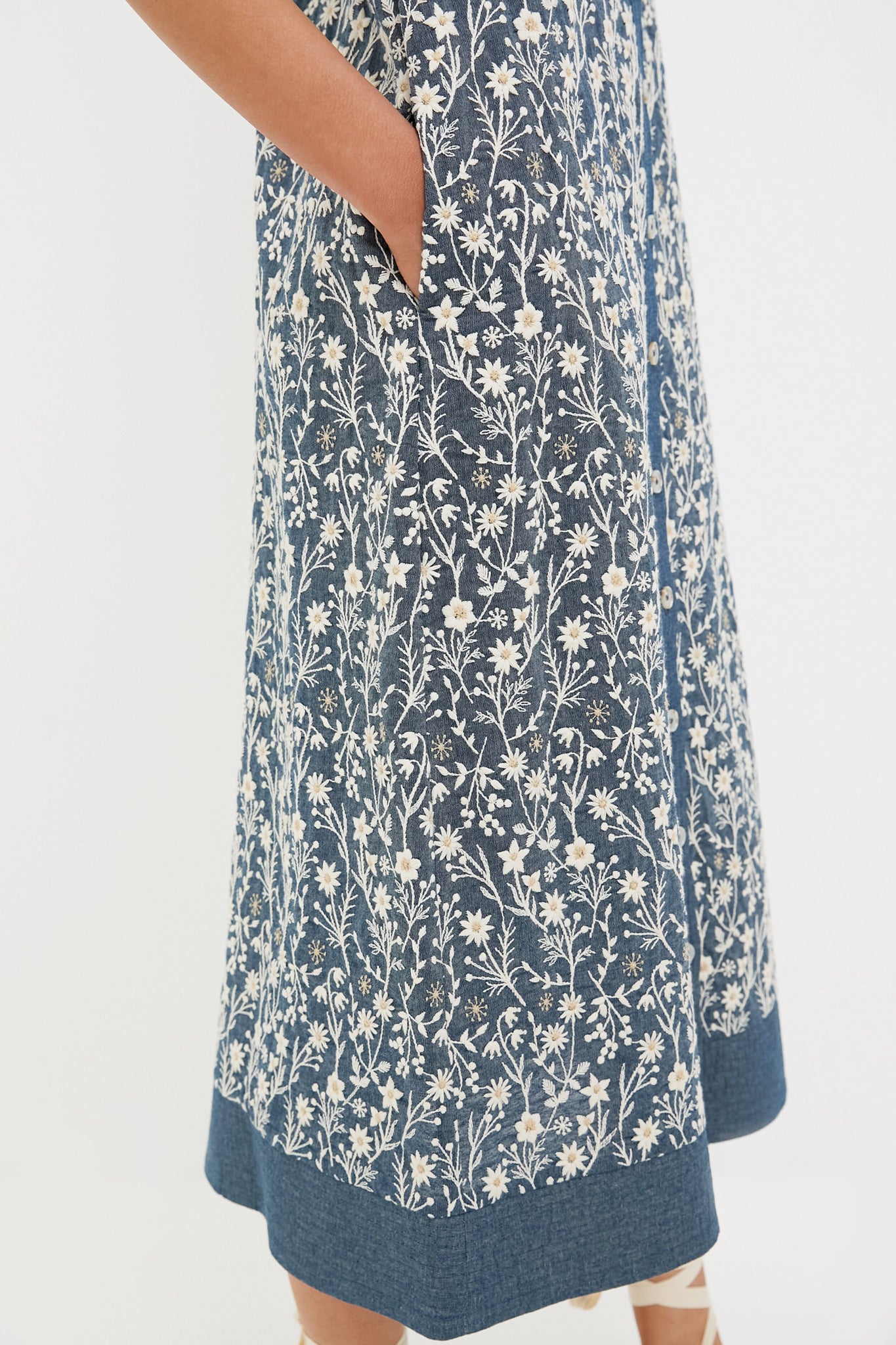 Embroidered Chambray Wildflower Meadows Prescott Dress-Charming Tale Store