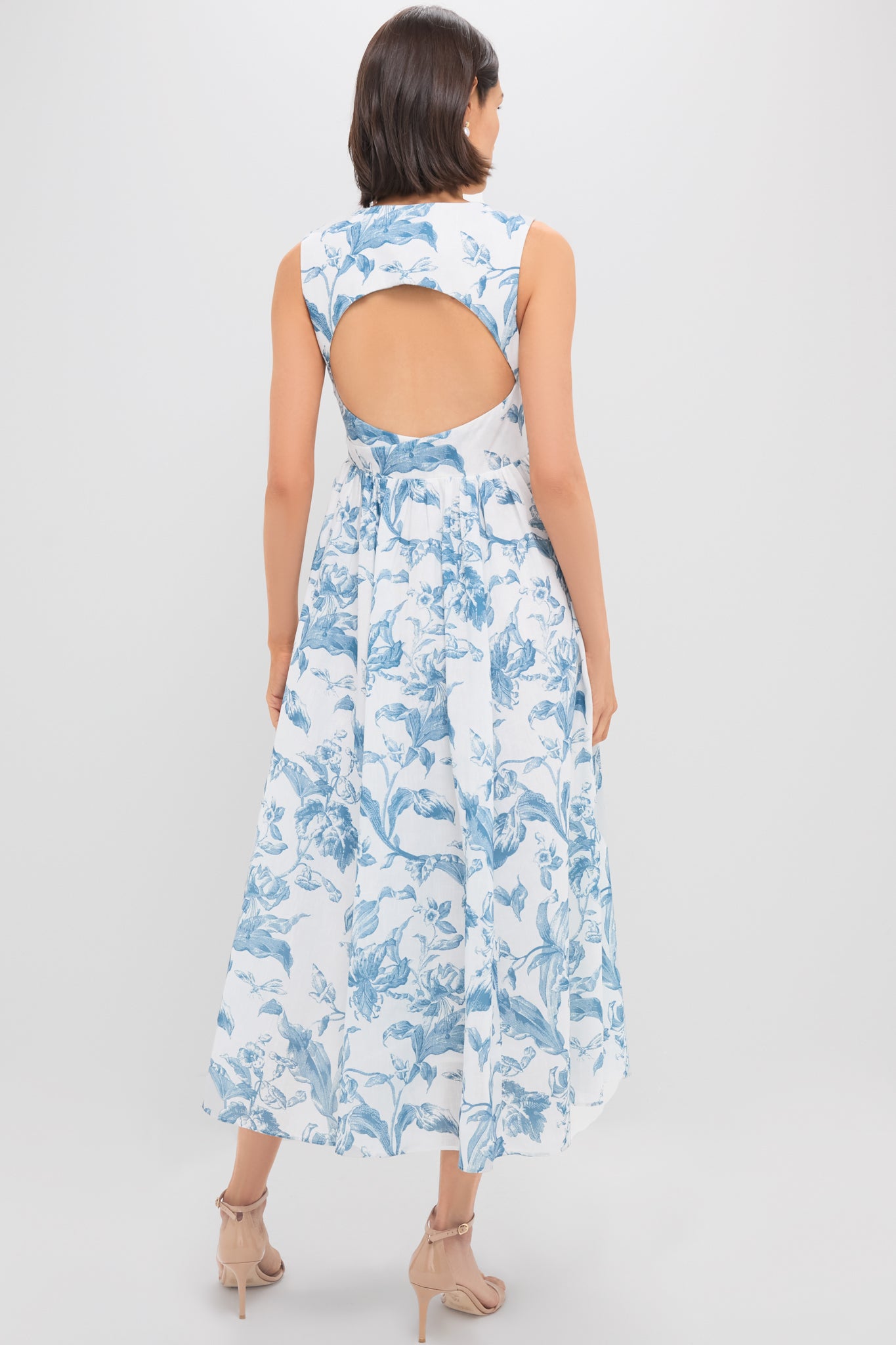 Dusty Blue Floral Maizie Maxi Dress-Charming Tale Store