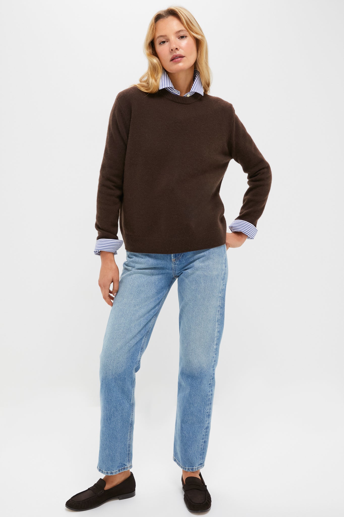 Chocolate Cashmere Bodie Boyfriend Crewneck-Charming Tale Store