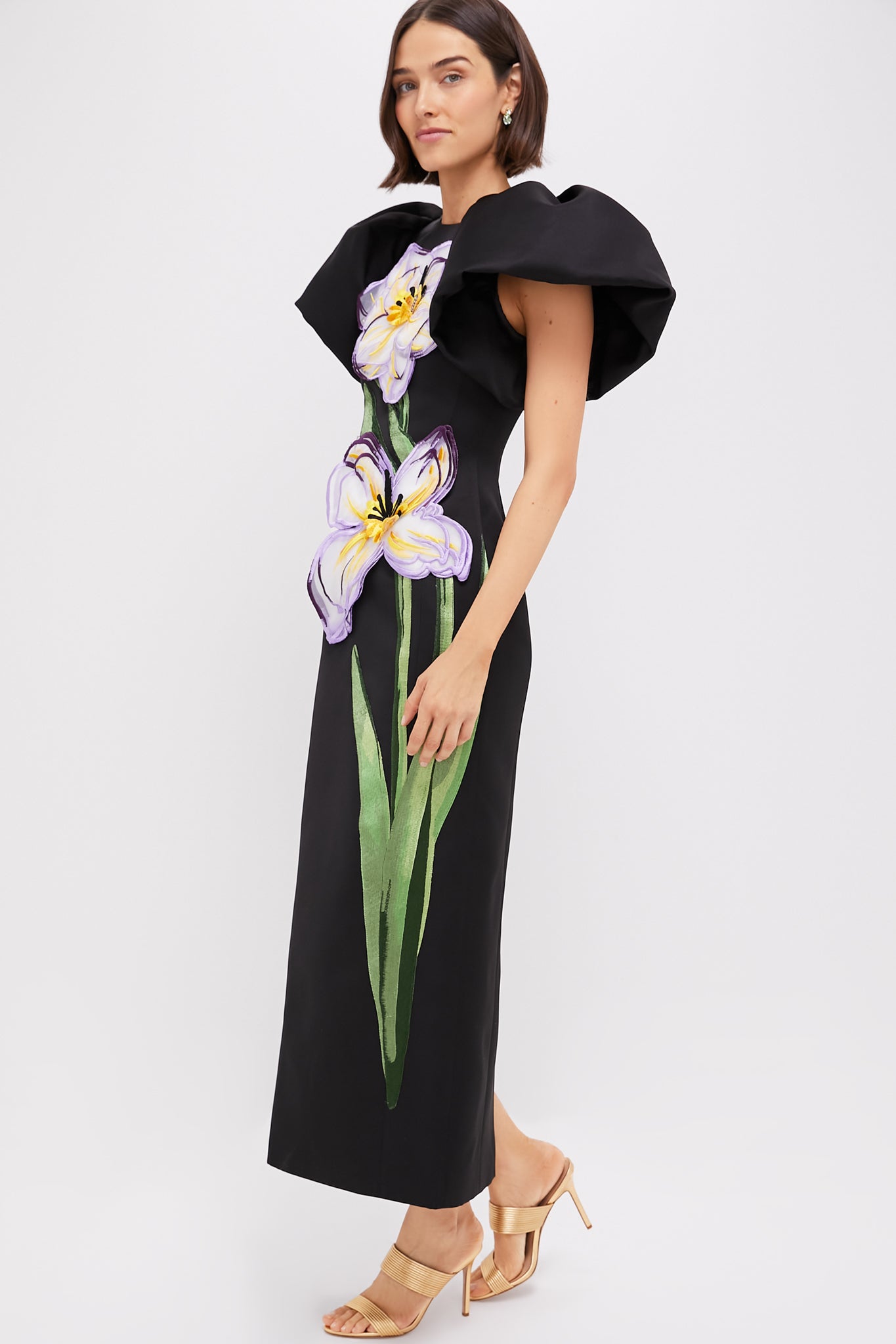 Ebony Iris Print Lucinda Maxi Dress-Charming Tale Store