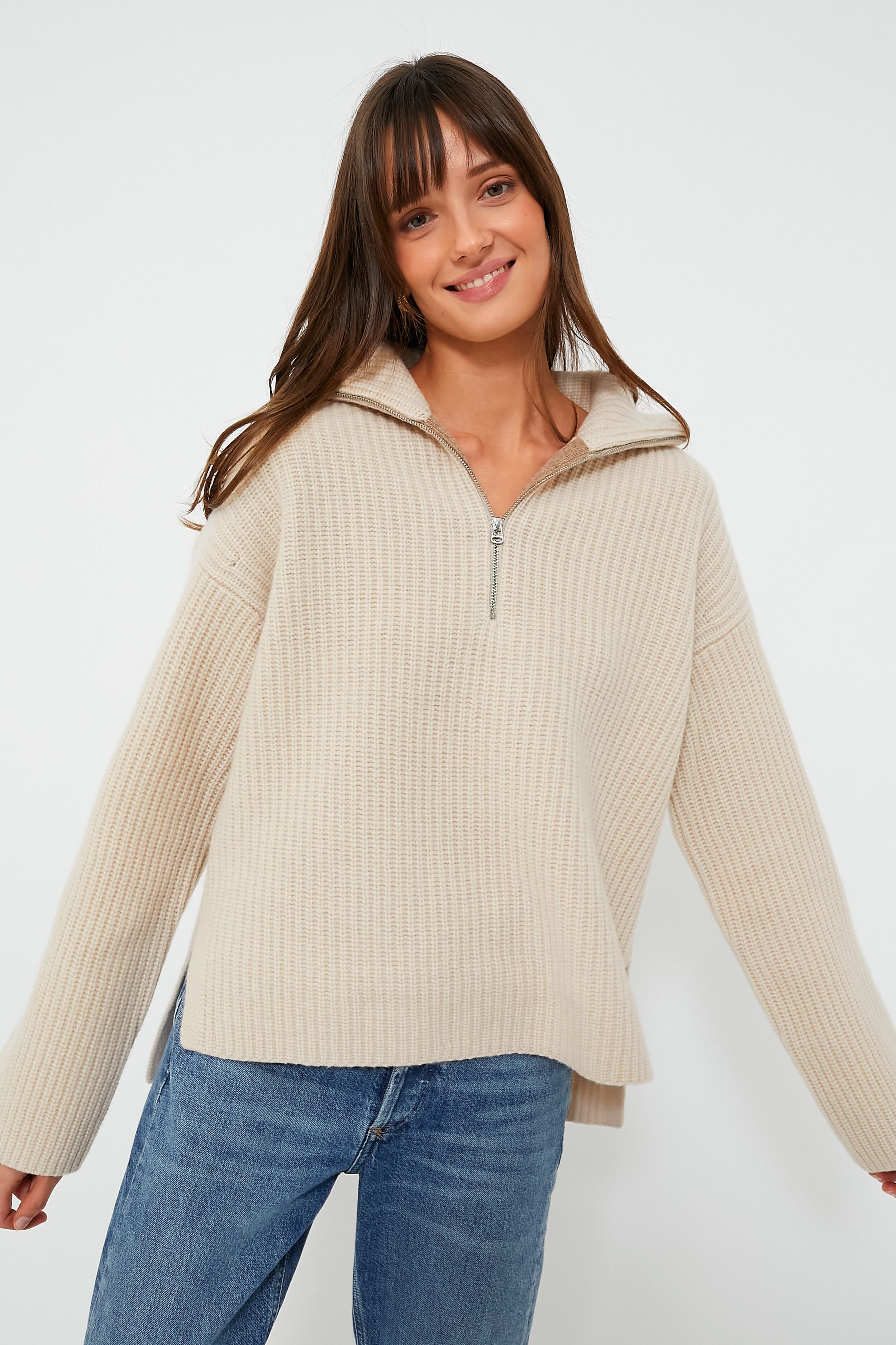Buttermilk Felix Zip Merino Sweater-Charming Tale Store