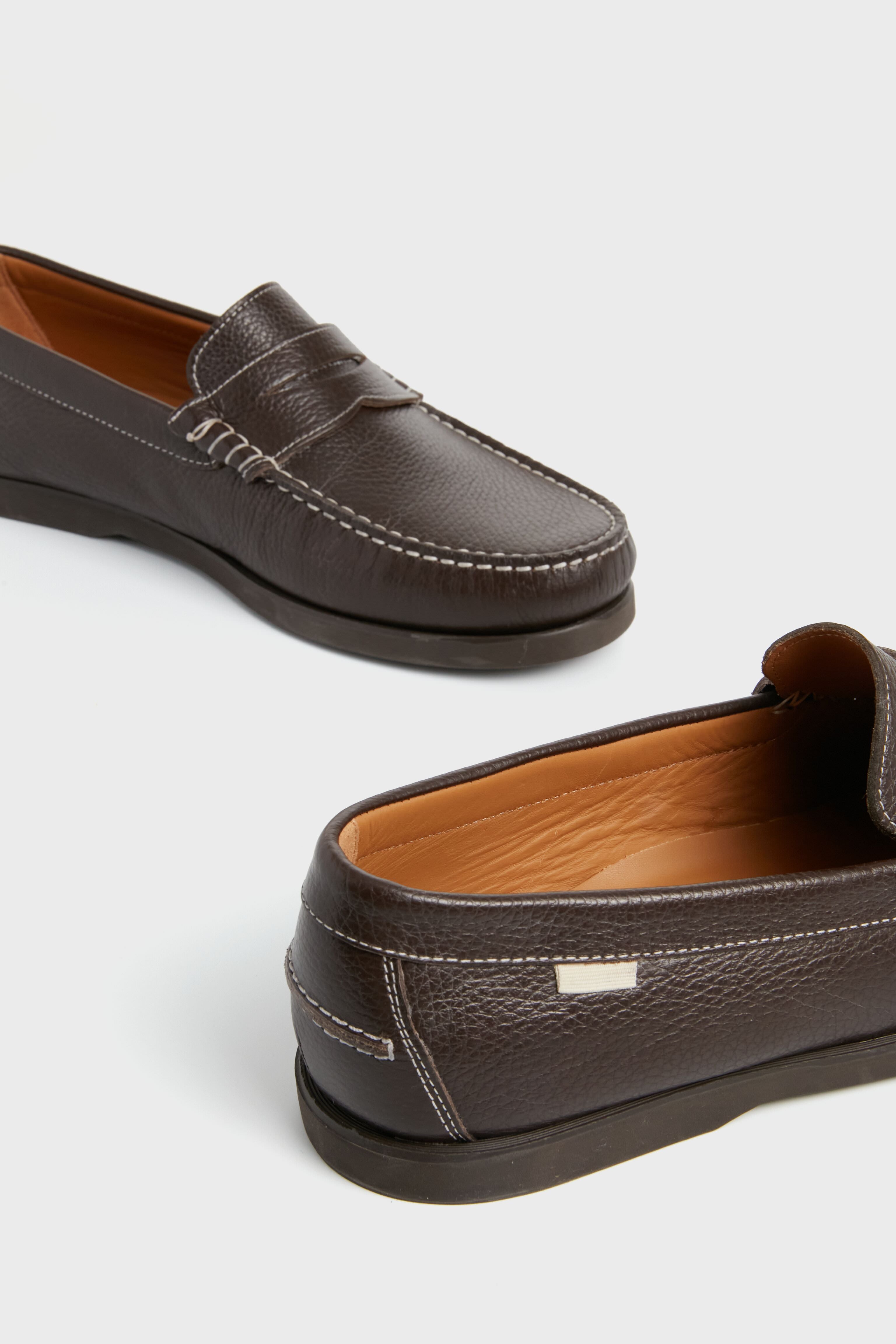 Chocolate Pebbled Penny Loafer-Charming Tale Store