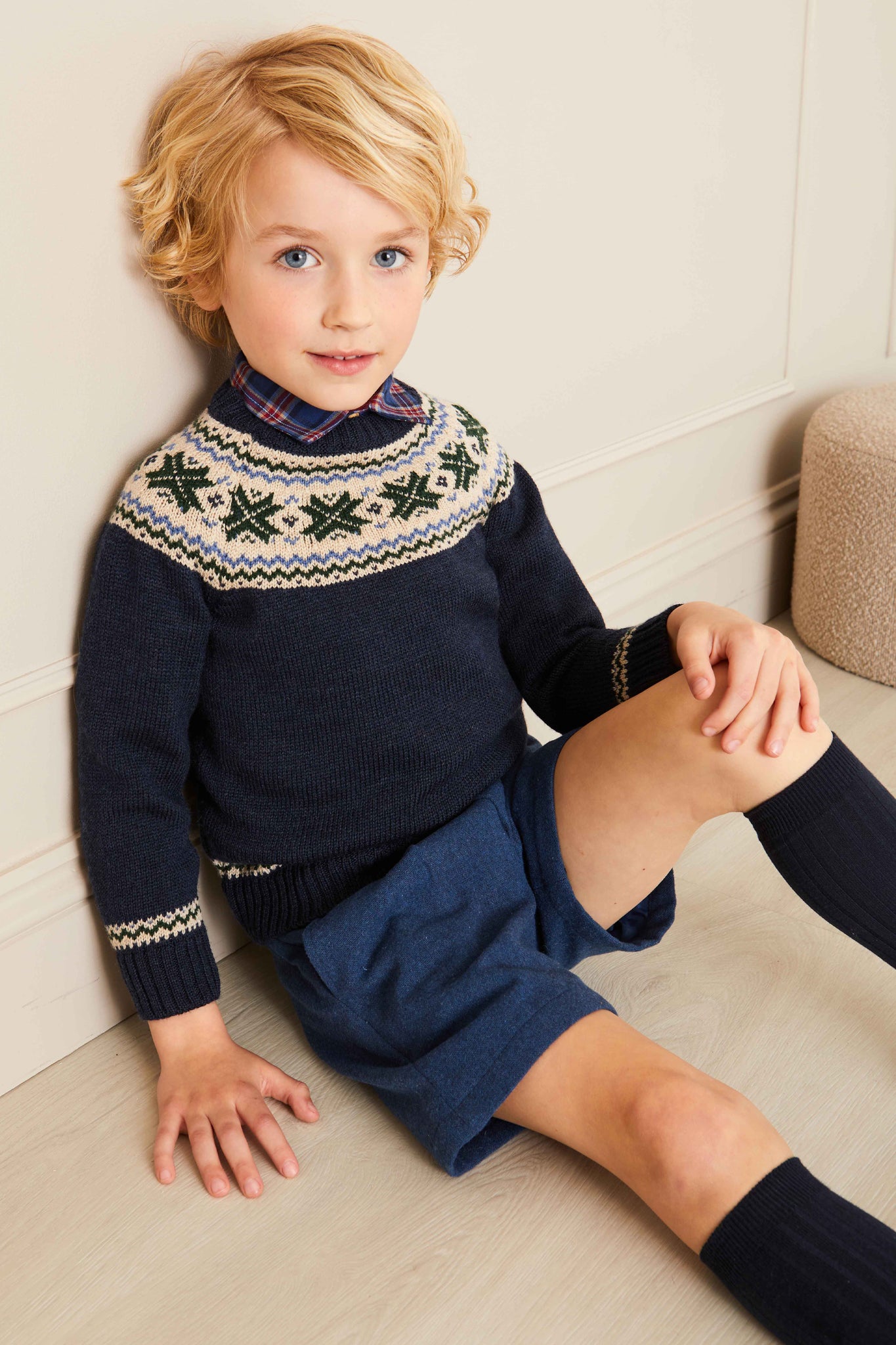 Classic Fair Isle Jumper in Navy-Charming Tale Store