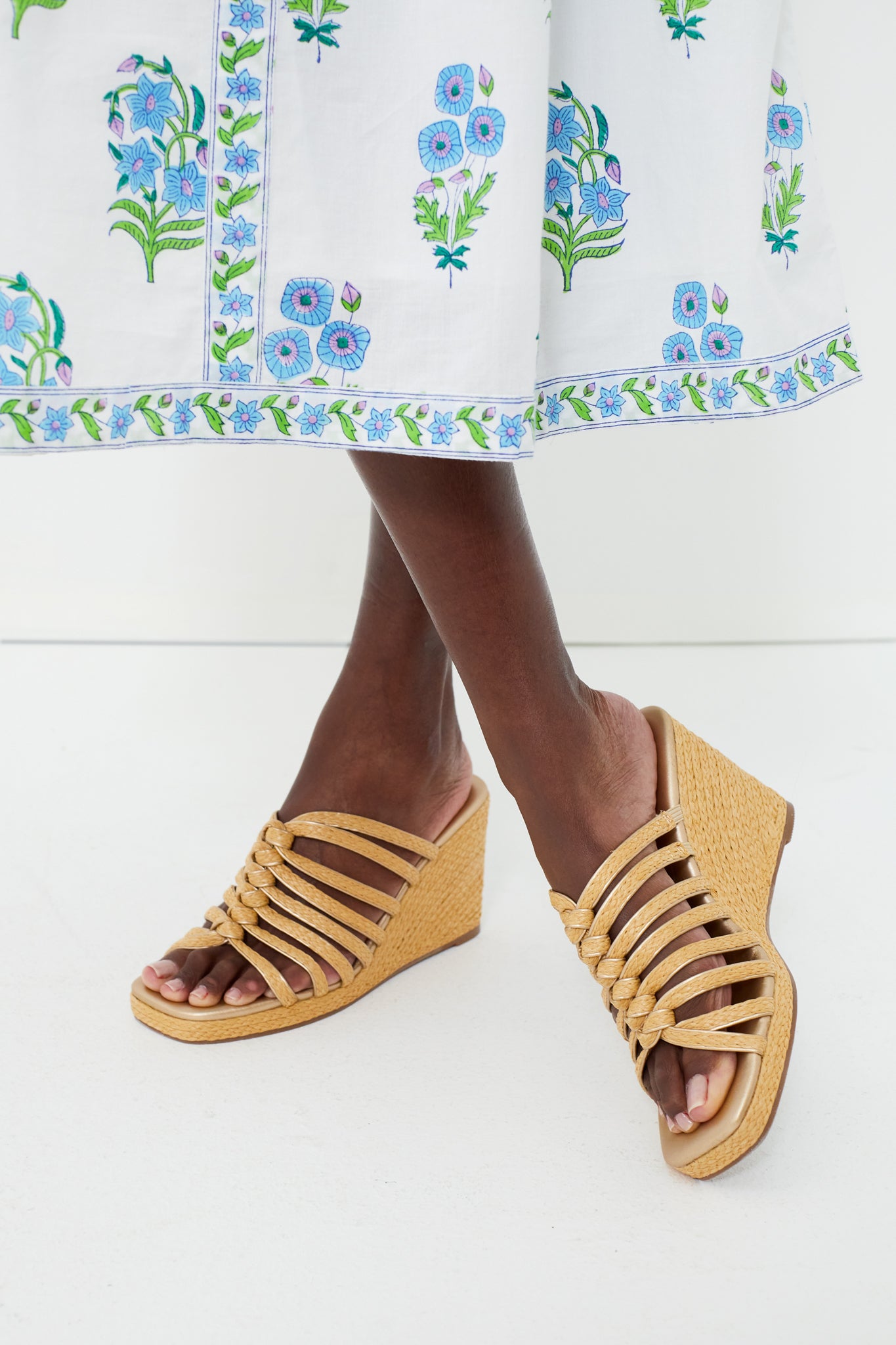 Gold Laney Wedge Sandals-Charming Tale Store