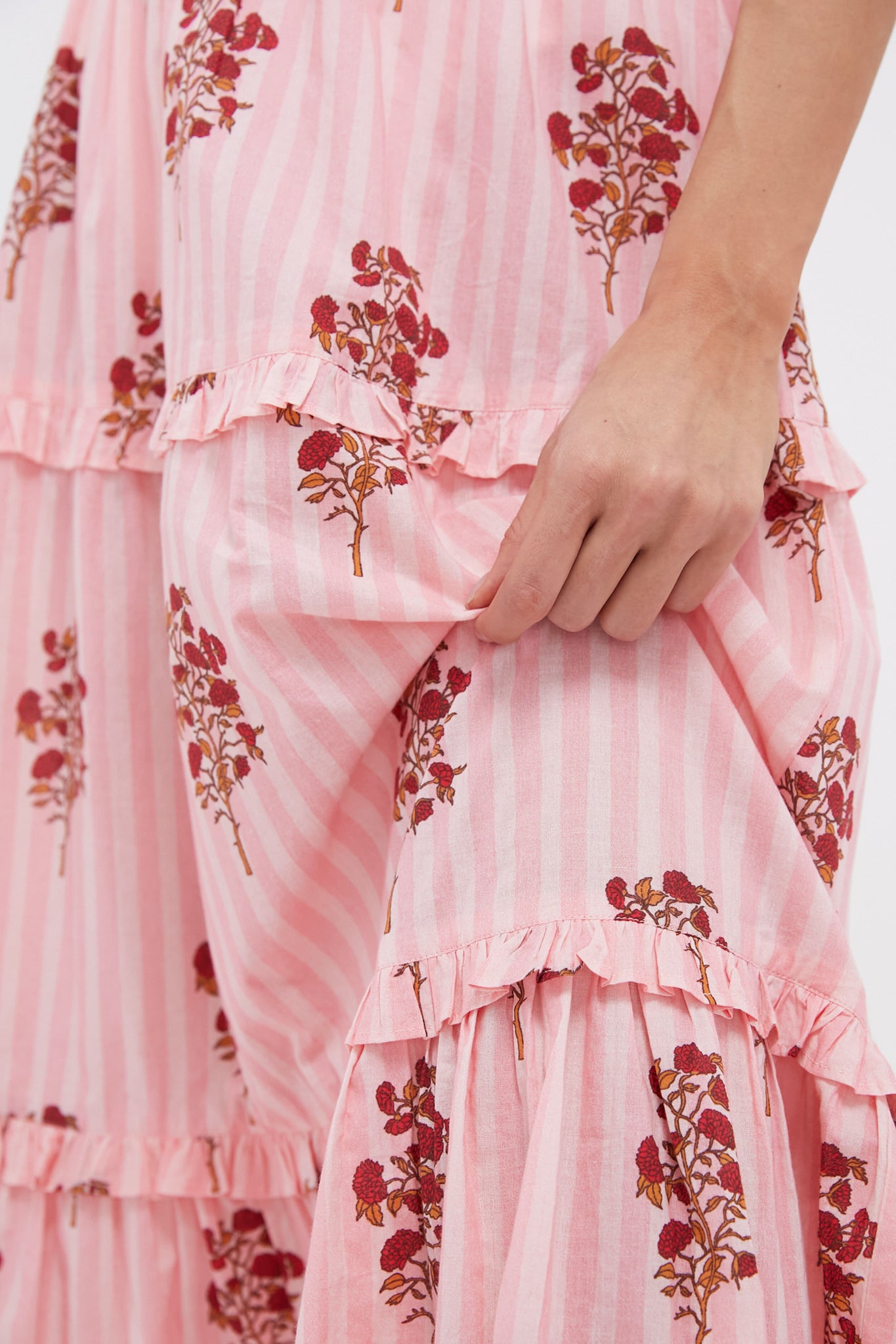 Blush Striped Bouquet Prado Skirt-Charming Tale Store