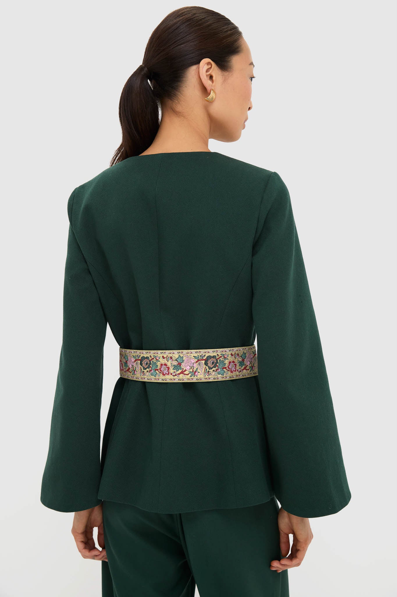 Garden Scrollwork Jacquard Belted Rhoda Tunic Top-Charming Tale Store