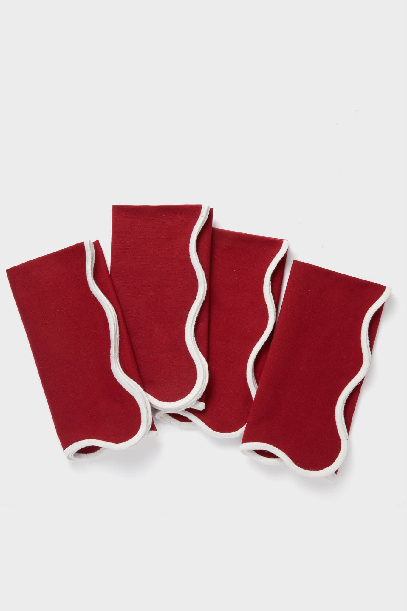 Cranberry and White Scalloped Napkins Set of 4-Charming Tale Store
